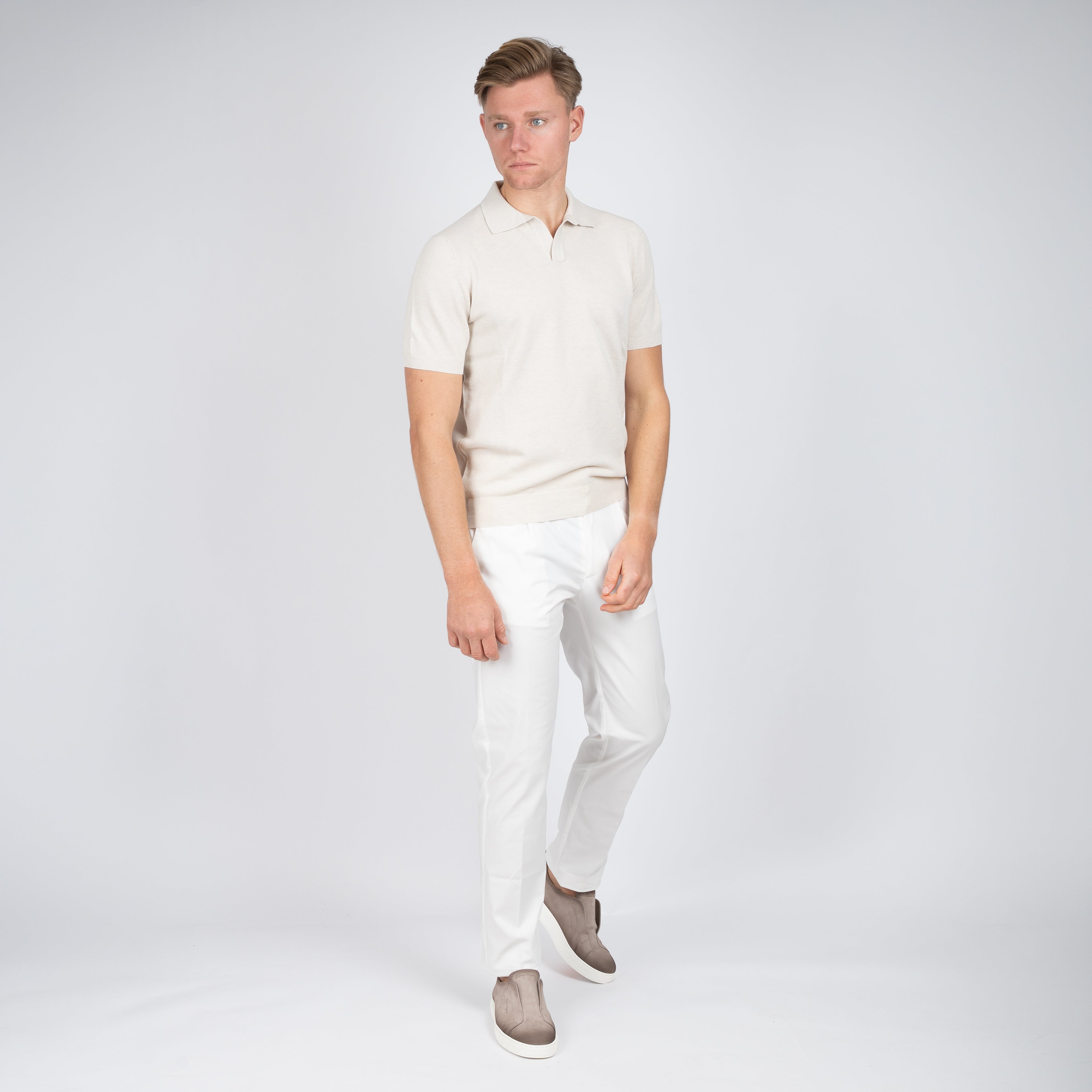 Gran Sasso Polo Buttonless Kraag Off-White | Fresh Cotton