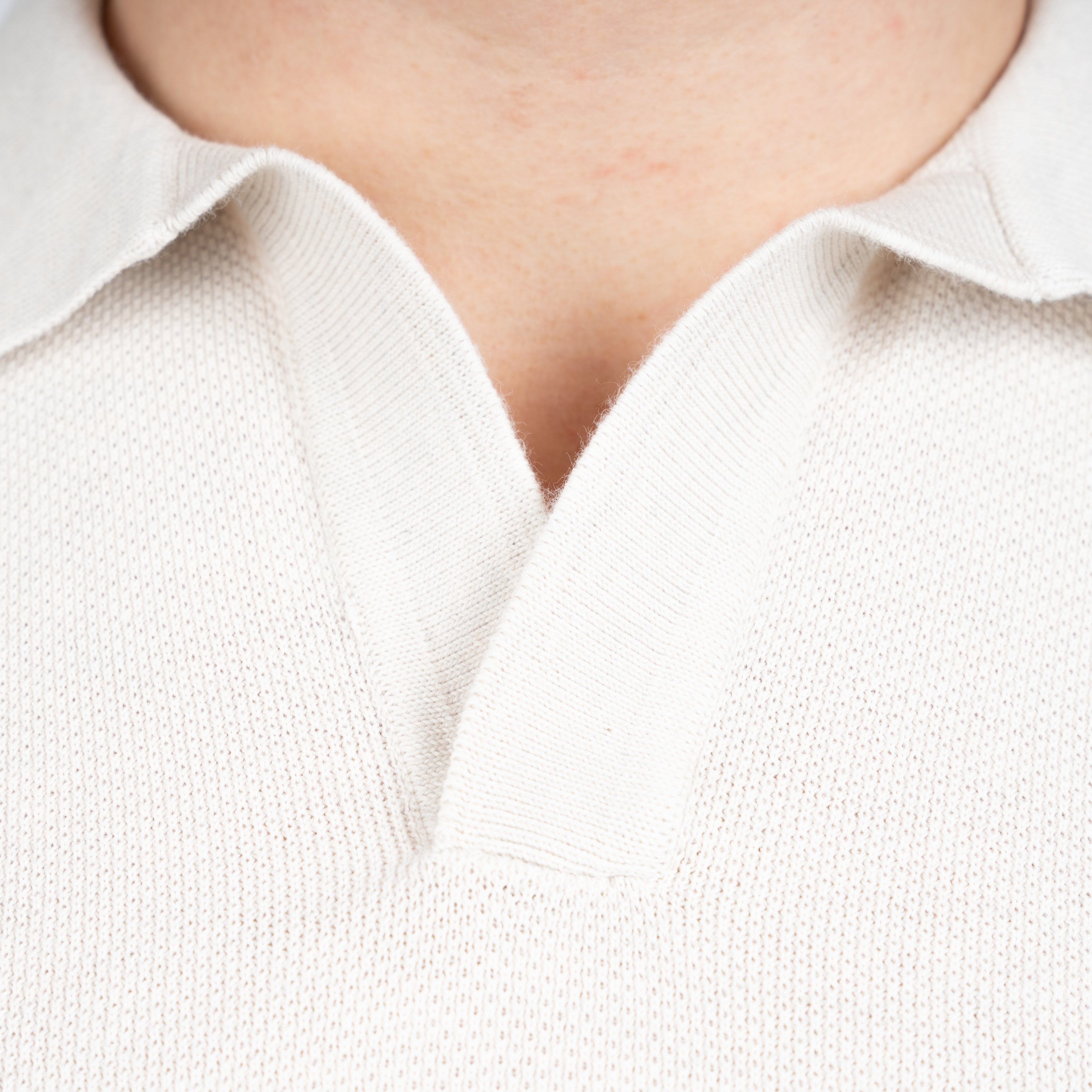 Gran Sasso Polo Buttonless Kraag Off-White | Fresh Cotton