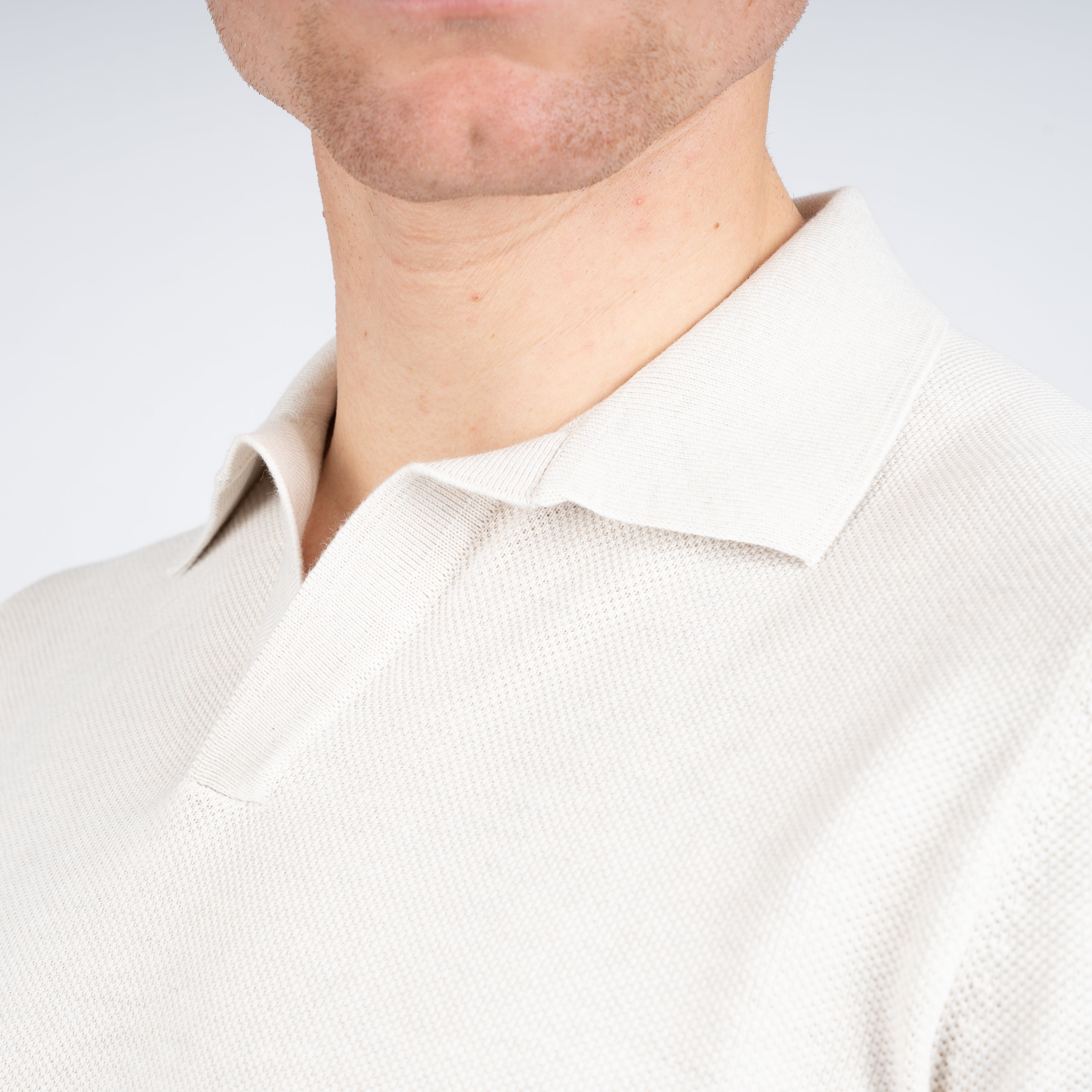 Gran Sasso Polo Buttonless Kraag Off-White | Fresh Cotton