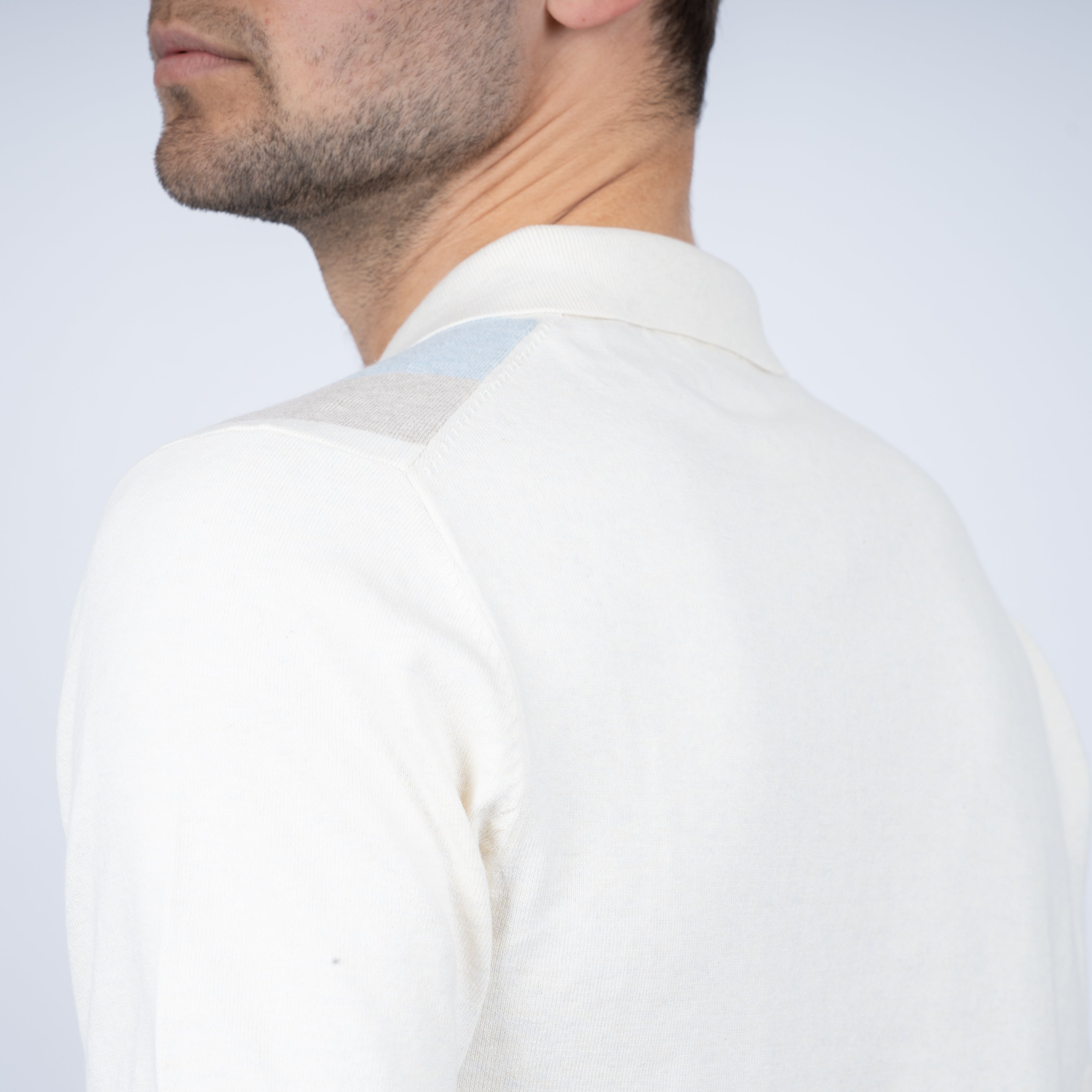 SEVEN DIALS Polo met Rits Creme / Lichtblauw | Fry