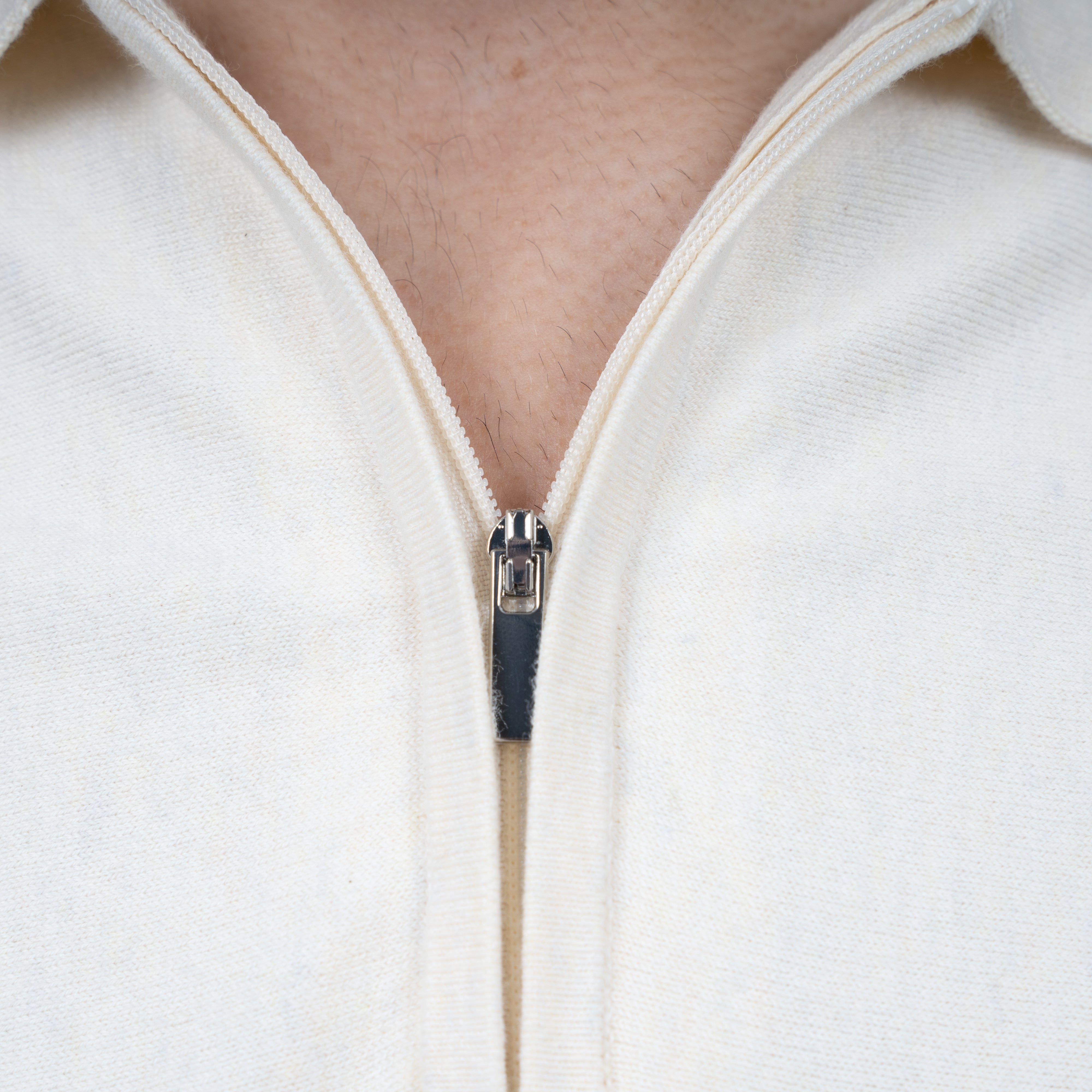 SEVEN DIALS Polo met Rits Creme / Lichtblauw | Fry