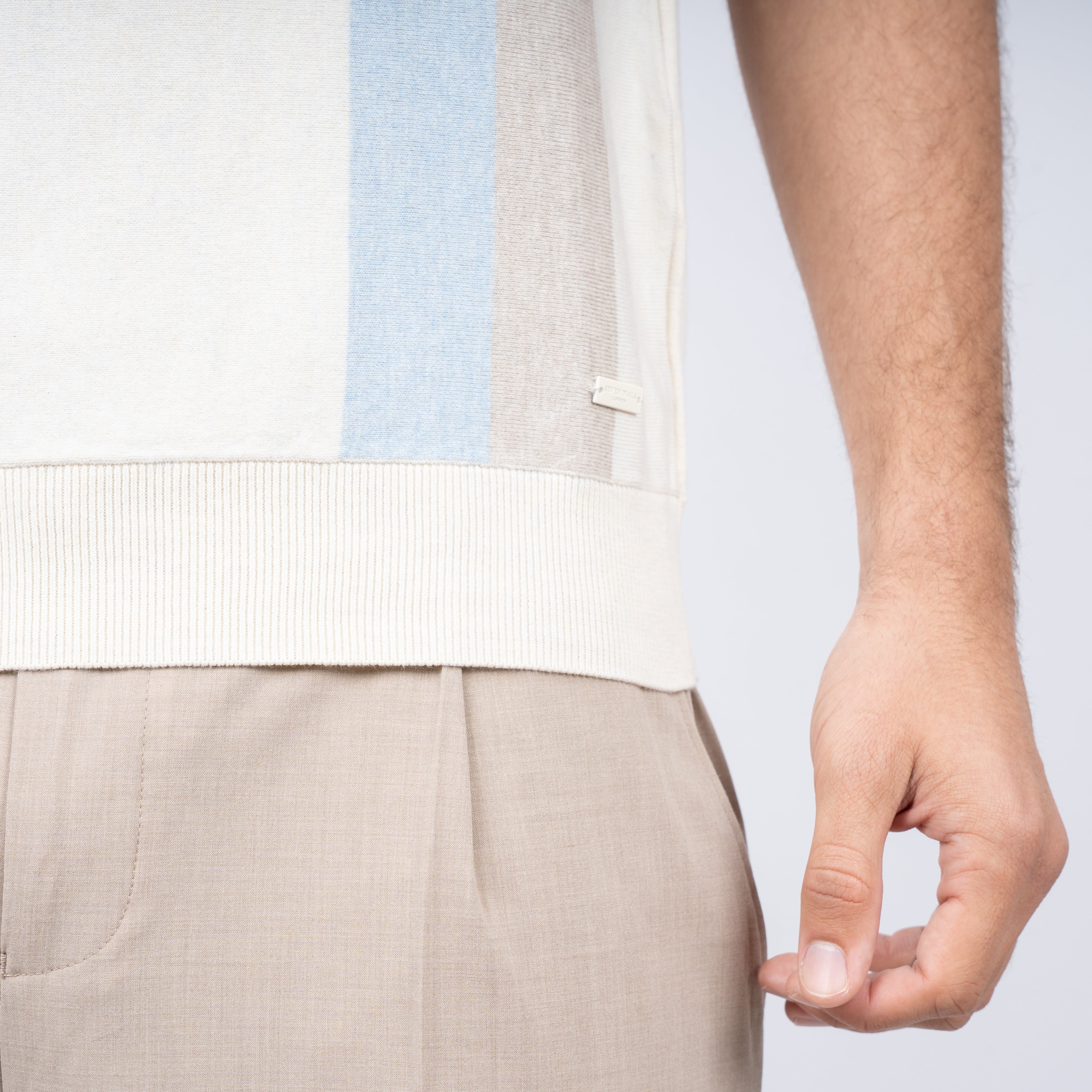 SEVEN DIALS Polo met Rits Creme / Lichtblauw | Fry