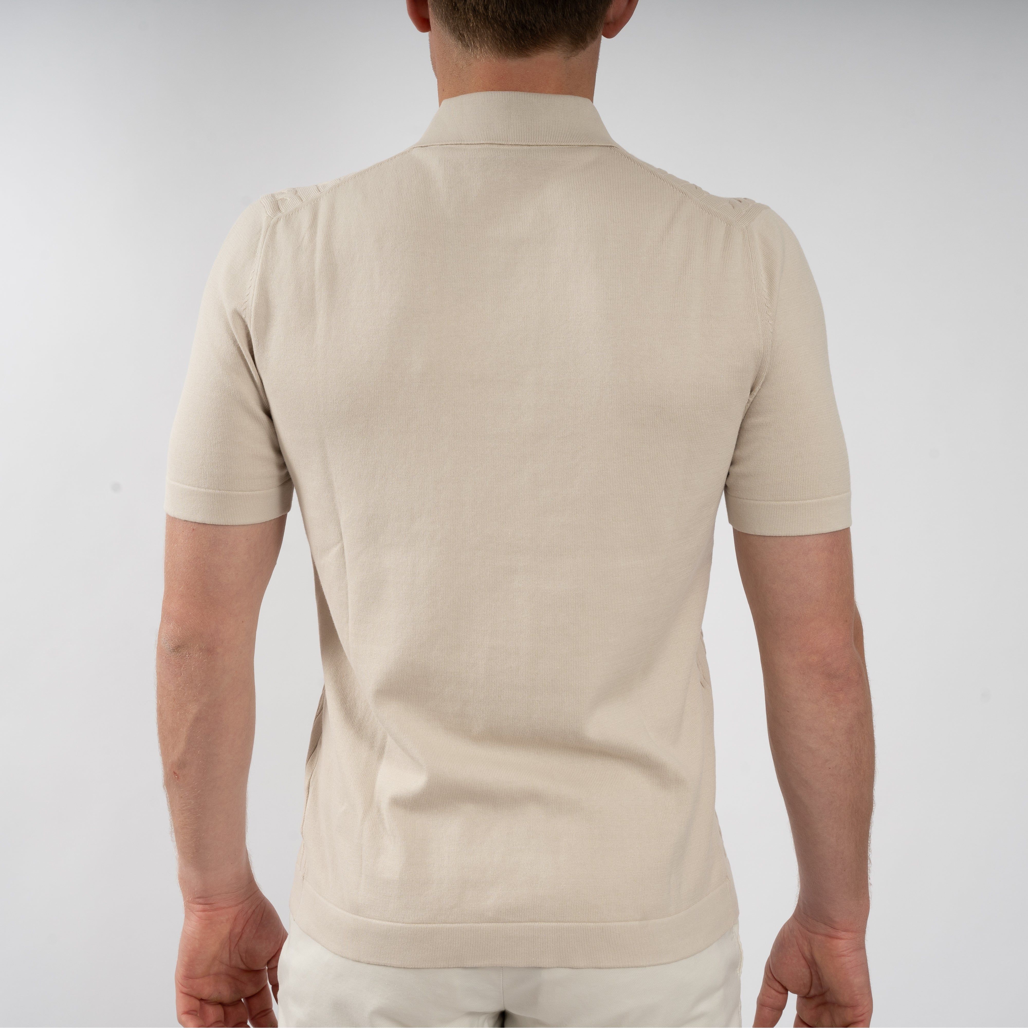 Gran Sasso Gebreide Doorknoop Polo Beige | Egyptian Cotton