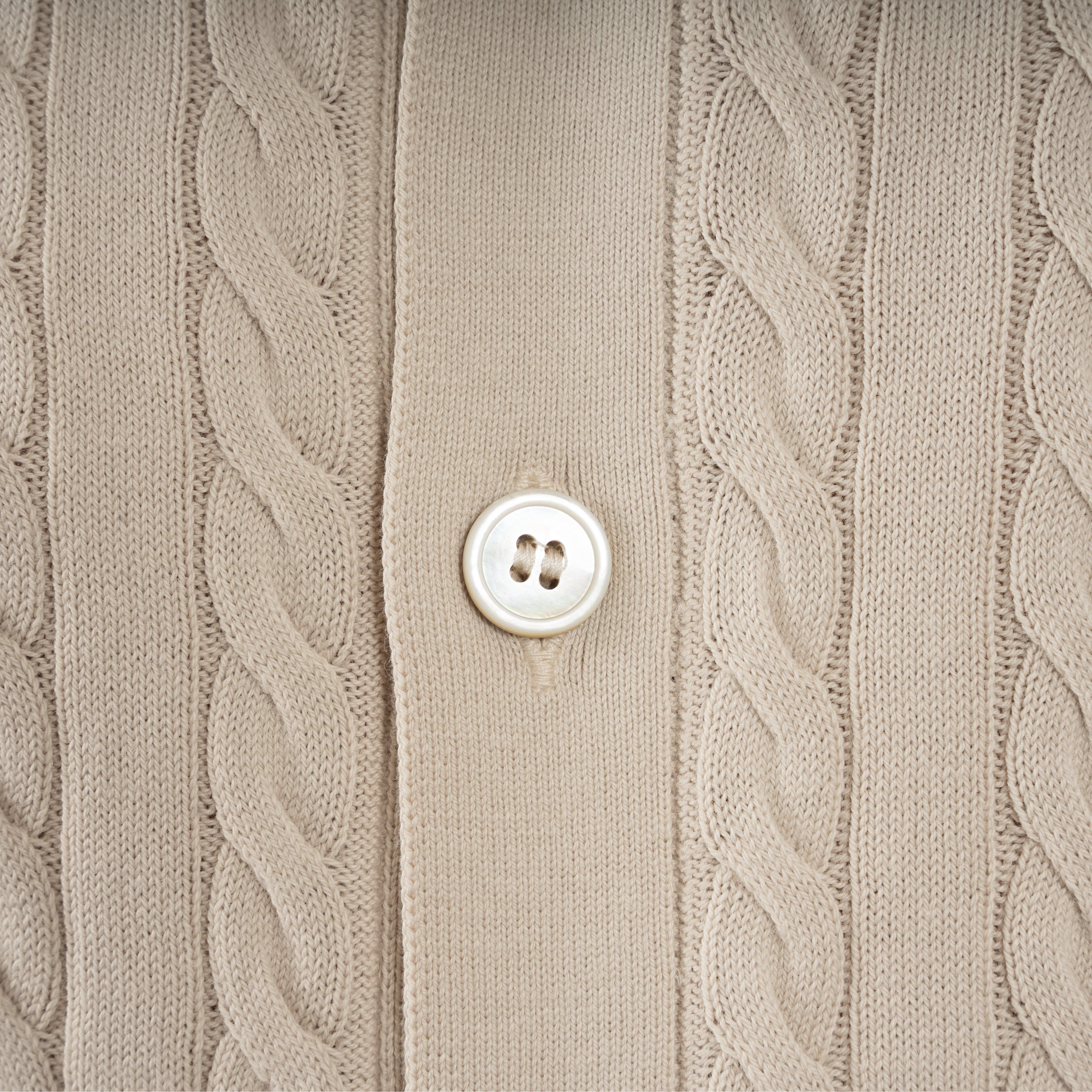 Gran Sasso Gebreide Doorknoop Polo Beige | Egyptian Cotton