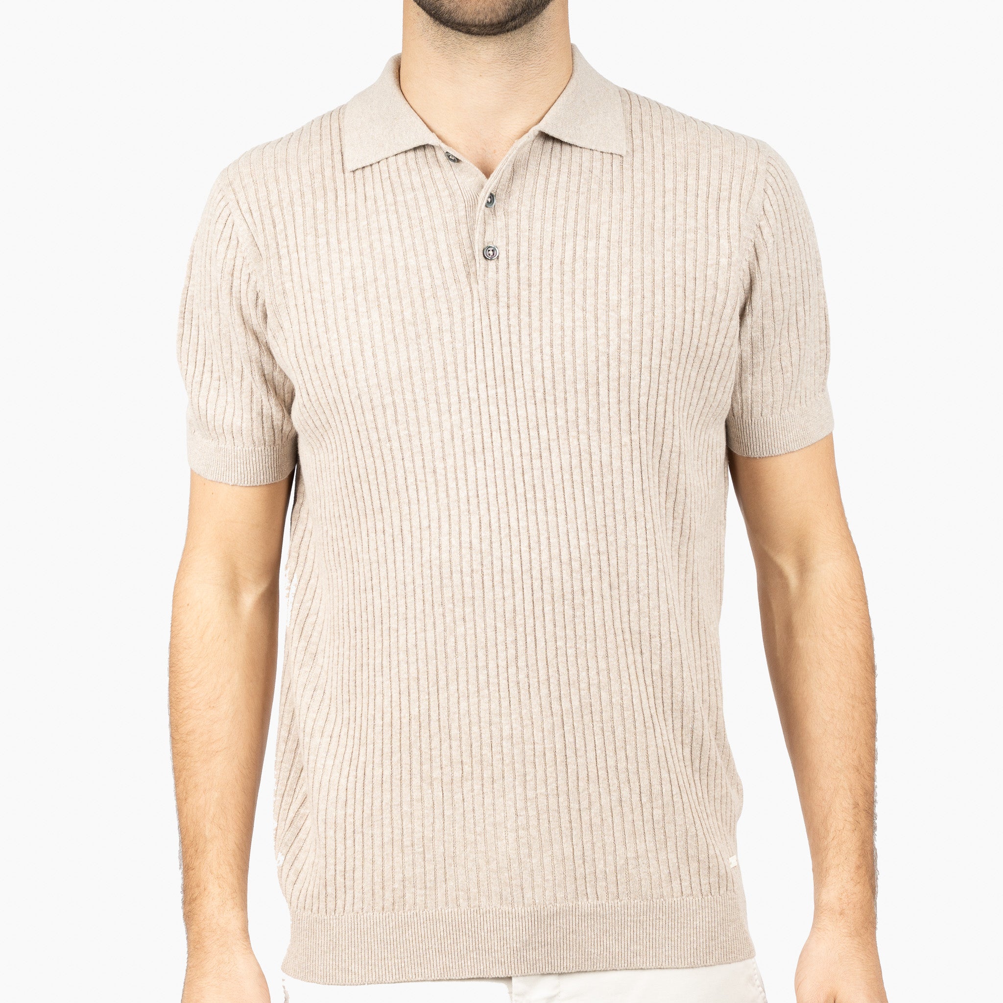 SEVEN DIALS Gebreide Polo Beige | Rio