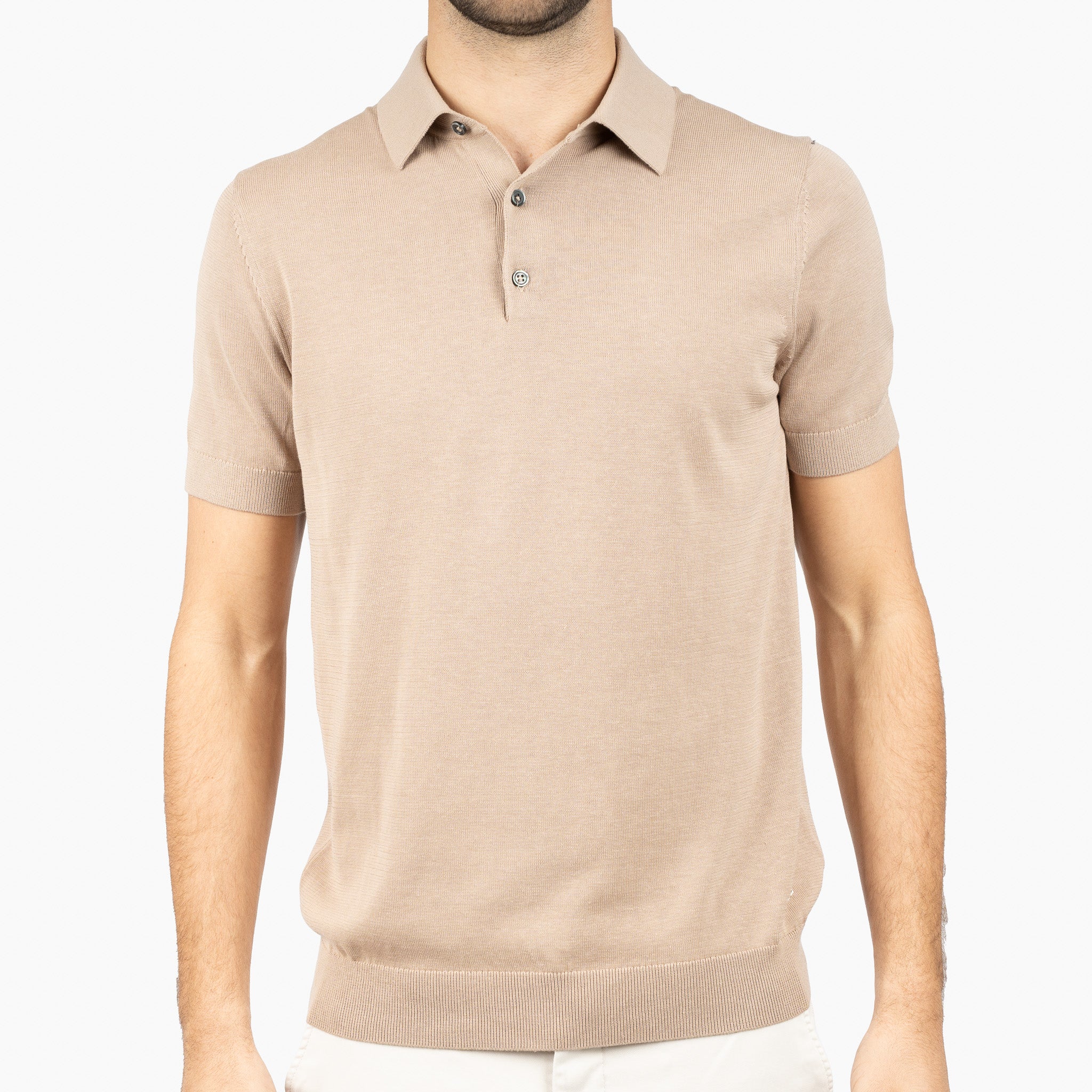 SEVEN DIALS Gebreide Polo Zand | Fillin