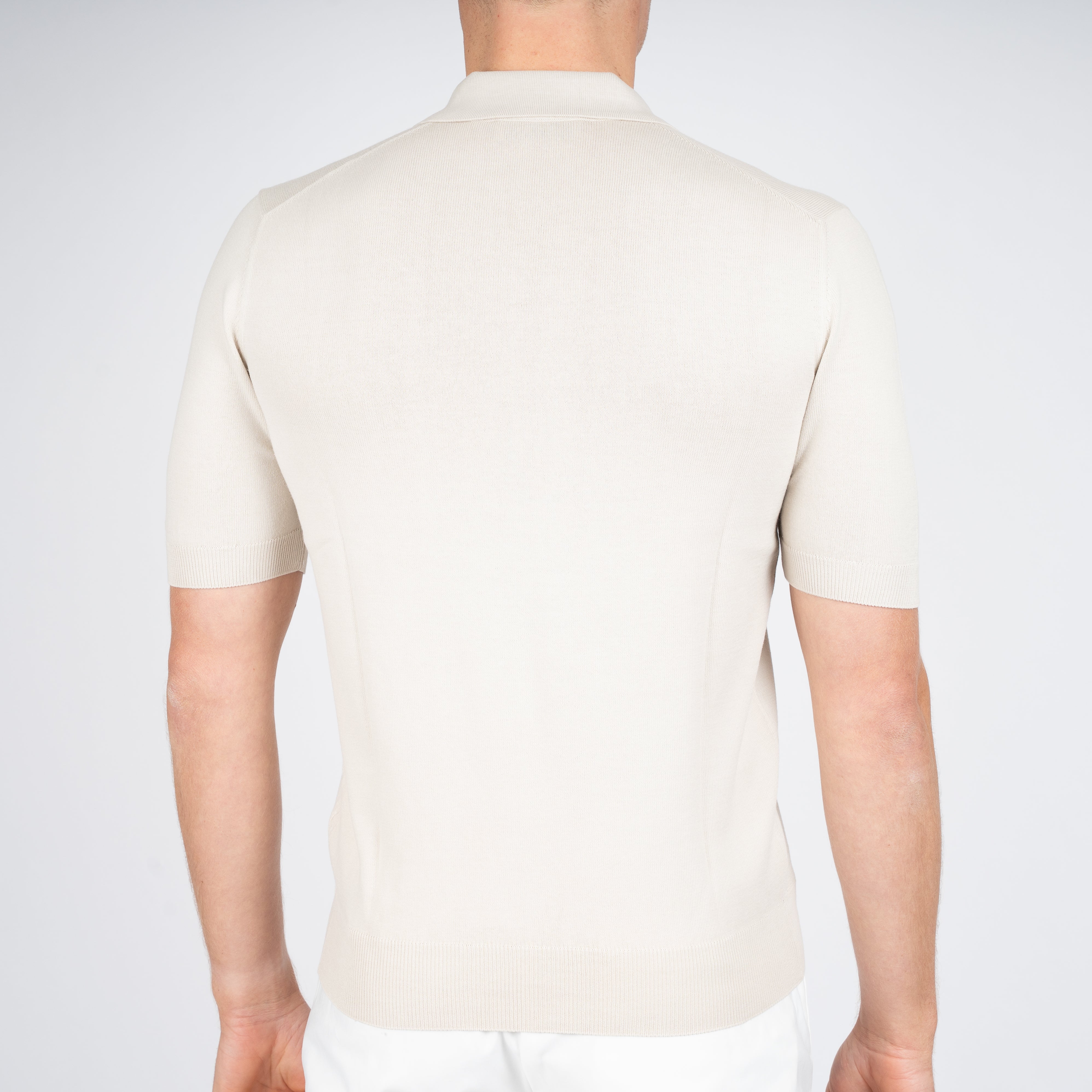 Gran Sasso Buttonless Polo Beige | Egyptian Cotton