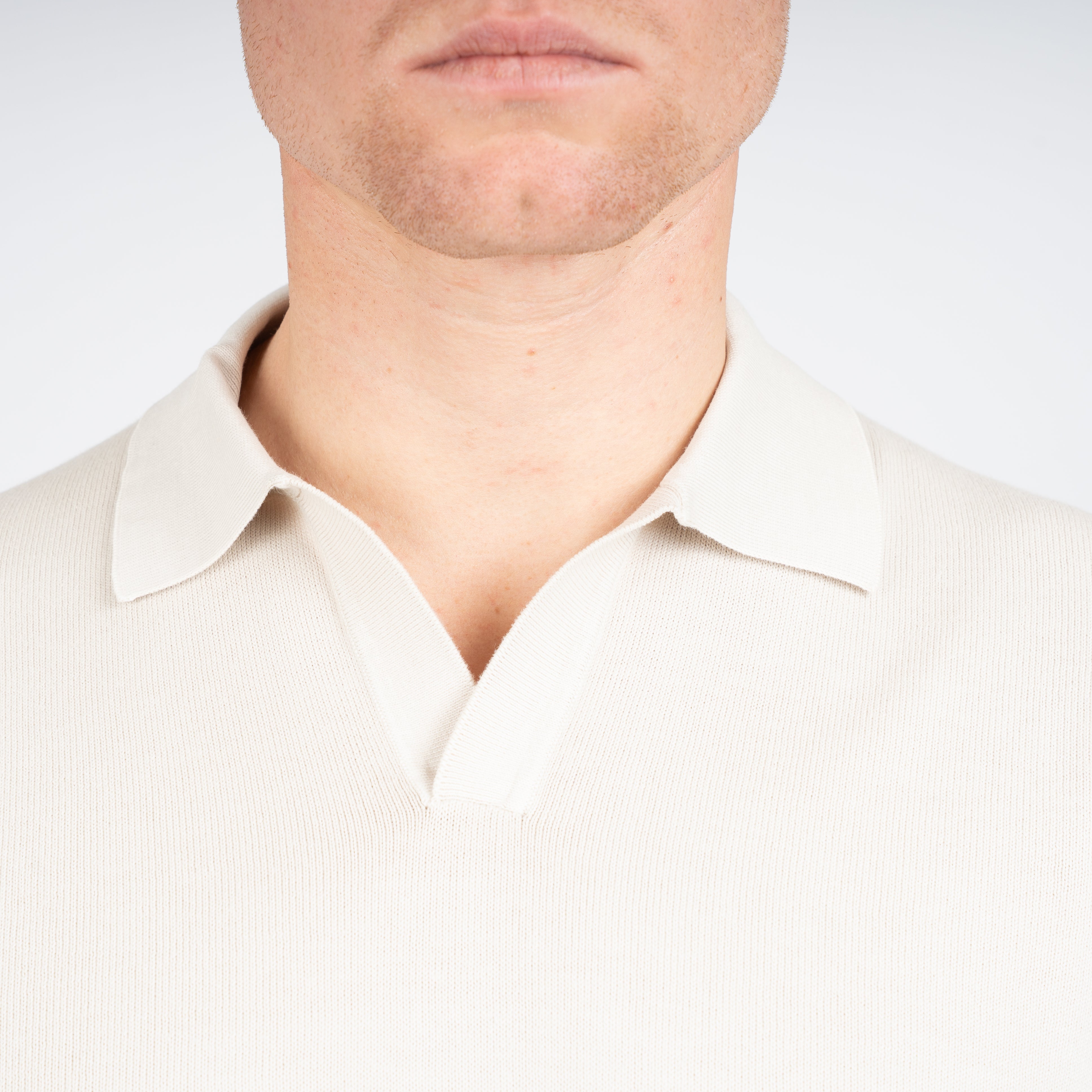 Gran Sasso Buttonless Polo Beige | Egyptian Cotton