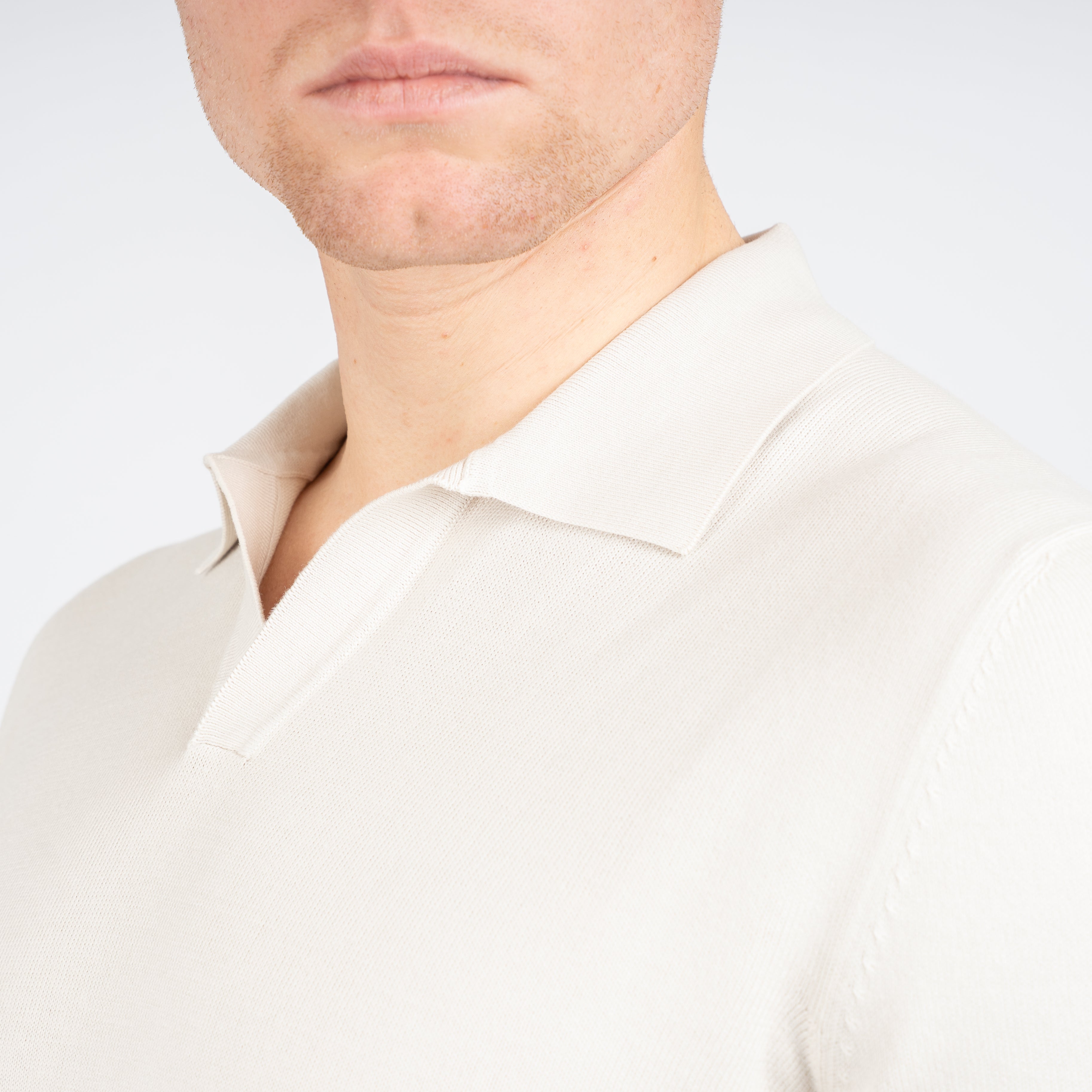 Gran Sasso Buttonless Polo Beige | Egyptian Cotton