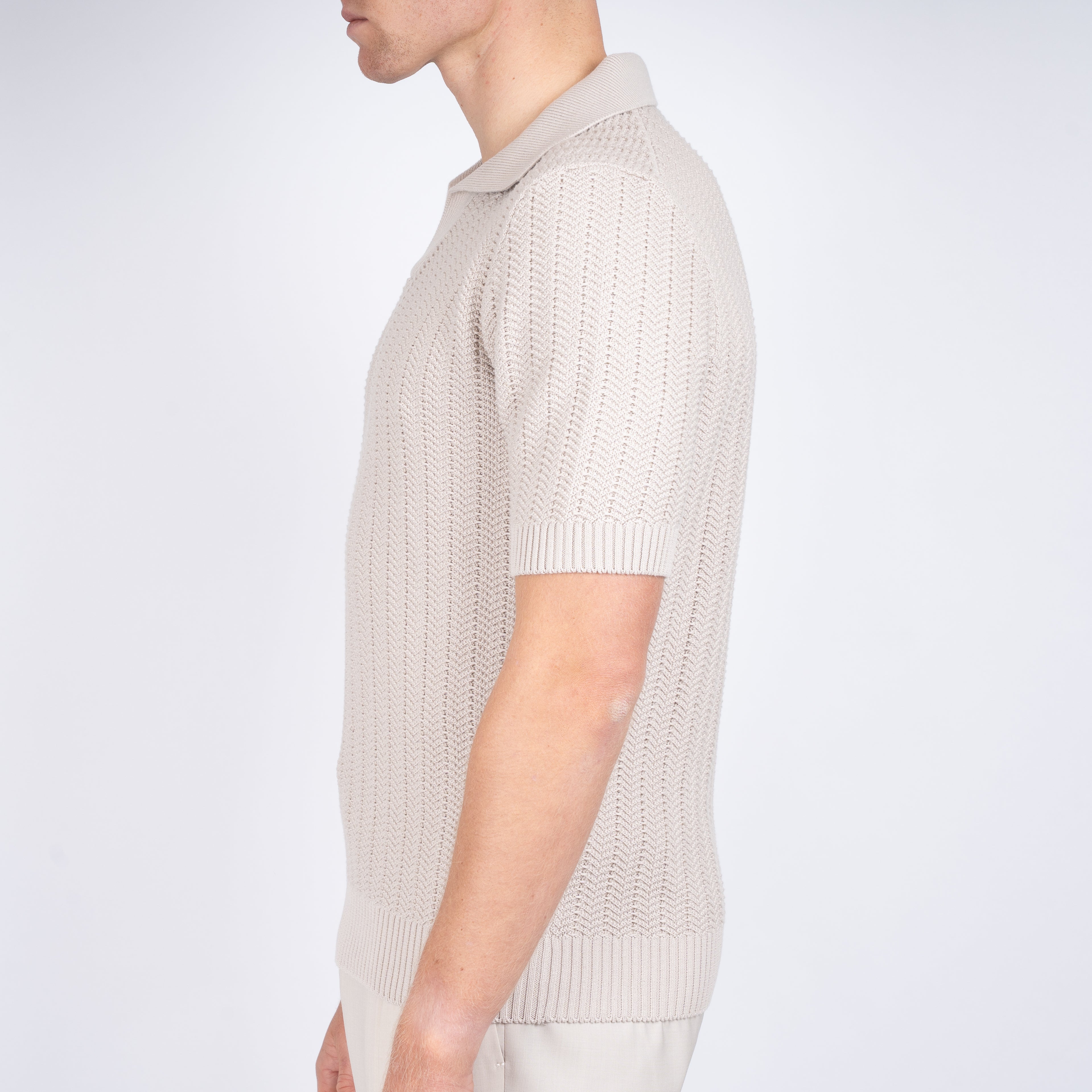 Gran Sasso Polo Buttonless Kraag Beige | Cotton