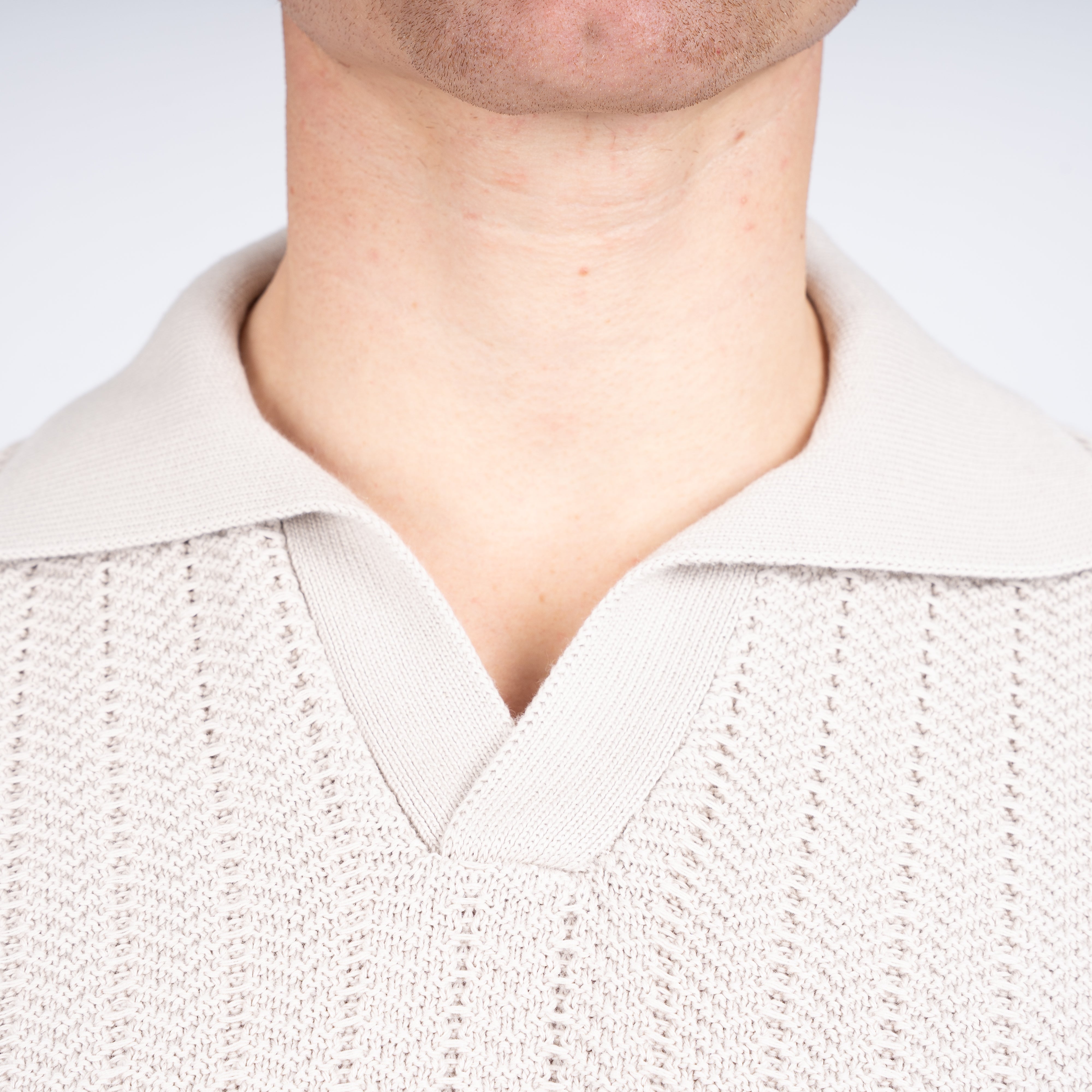 Gran Sasso Polo Buttonless Kraag Beige | Cotton