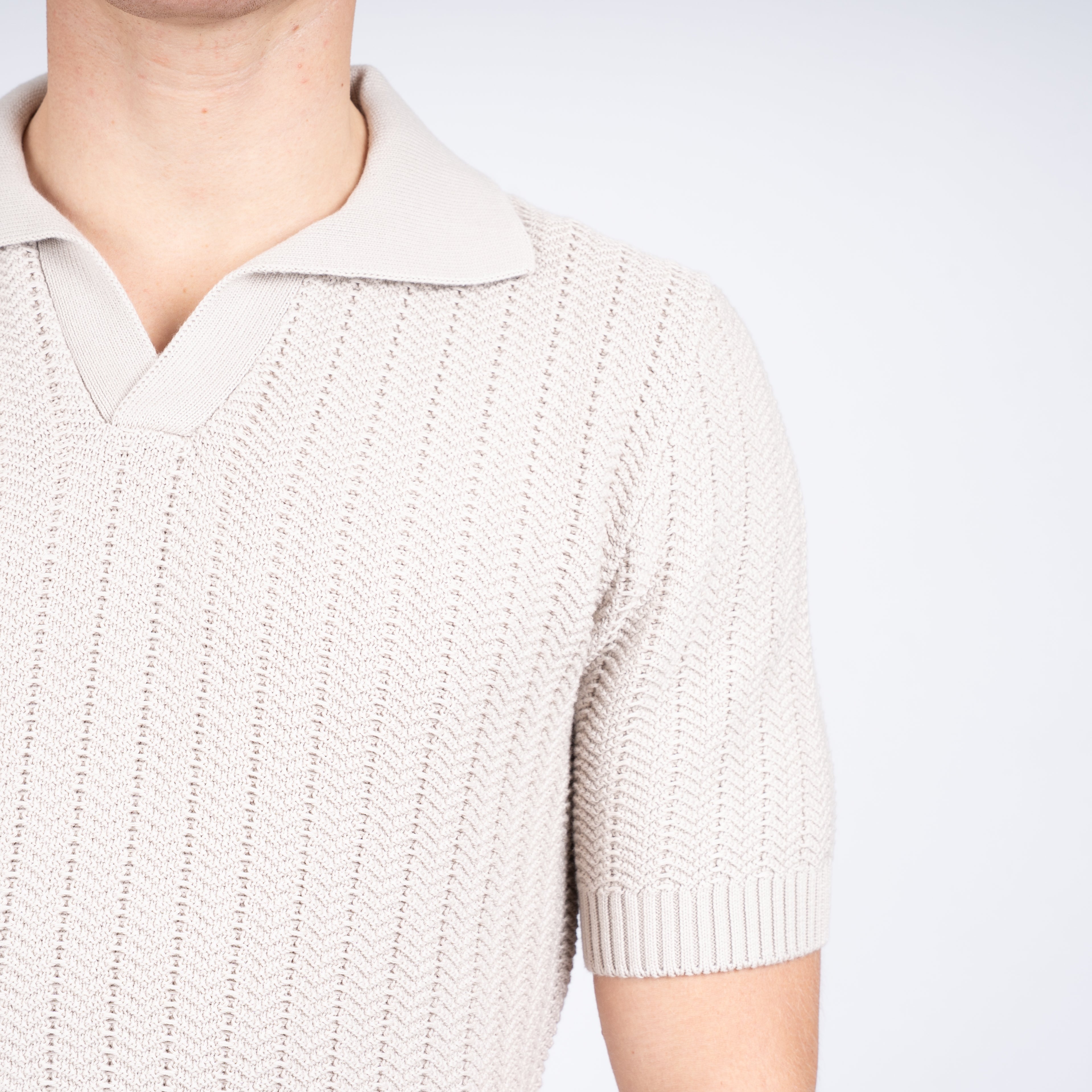 Gran Sasso Polo Buttonless Kraag Beige | Cotton