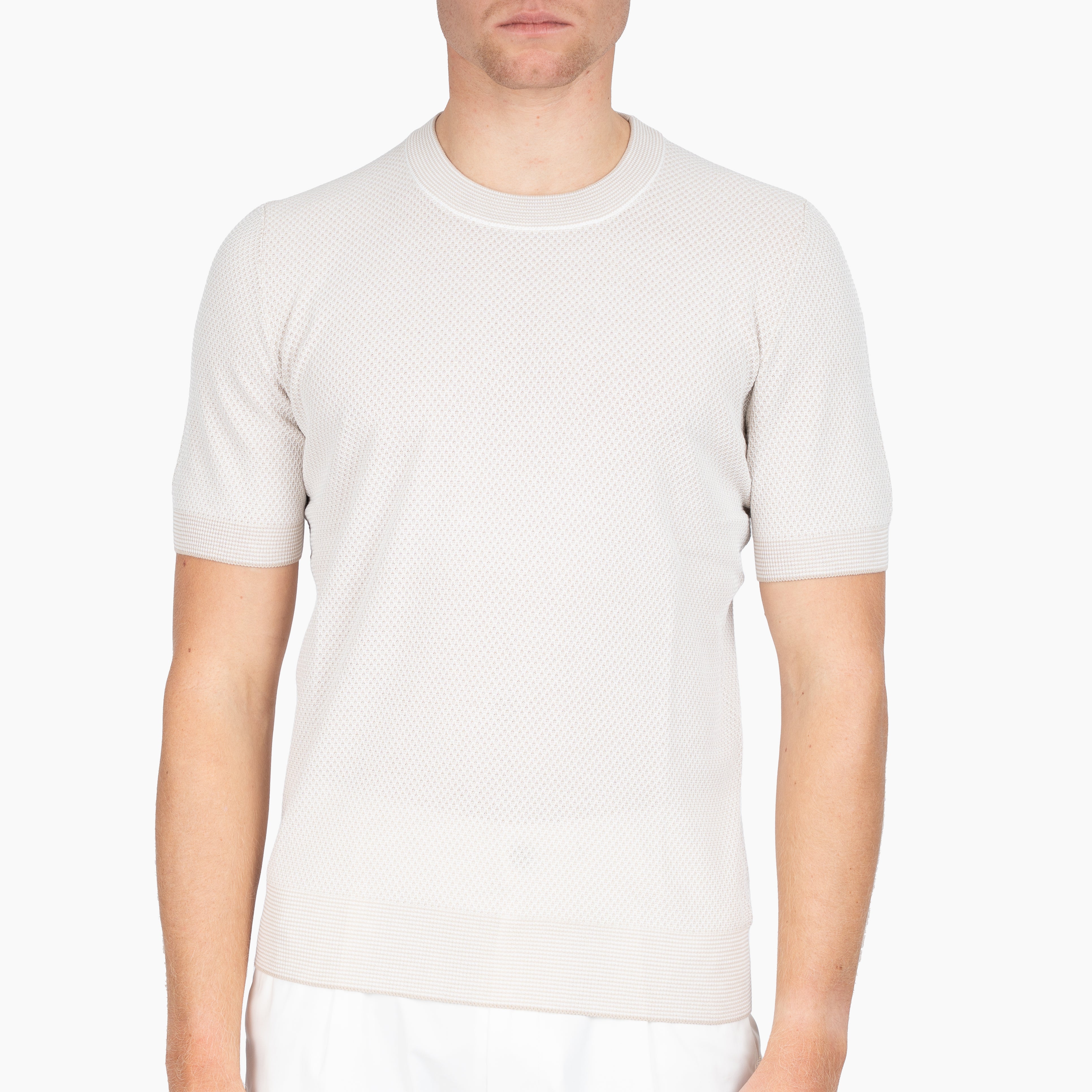 Gran Sasso Gebreid T-Shirt Beige | Fresh Cotton