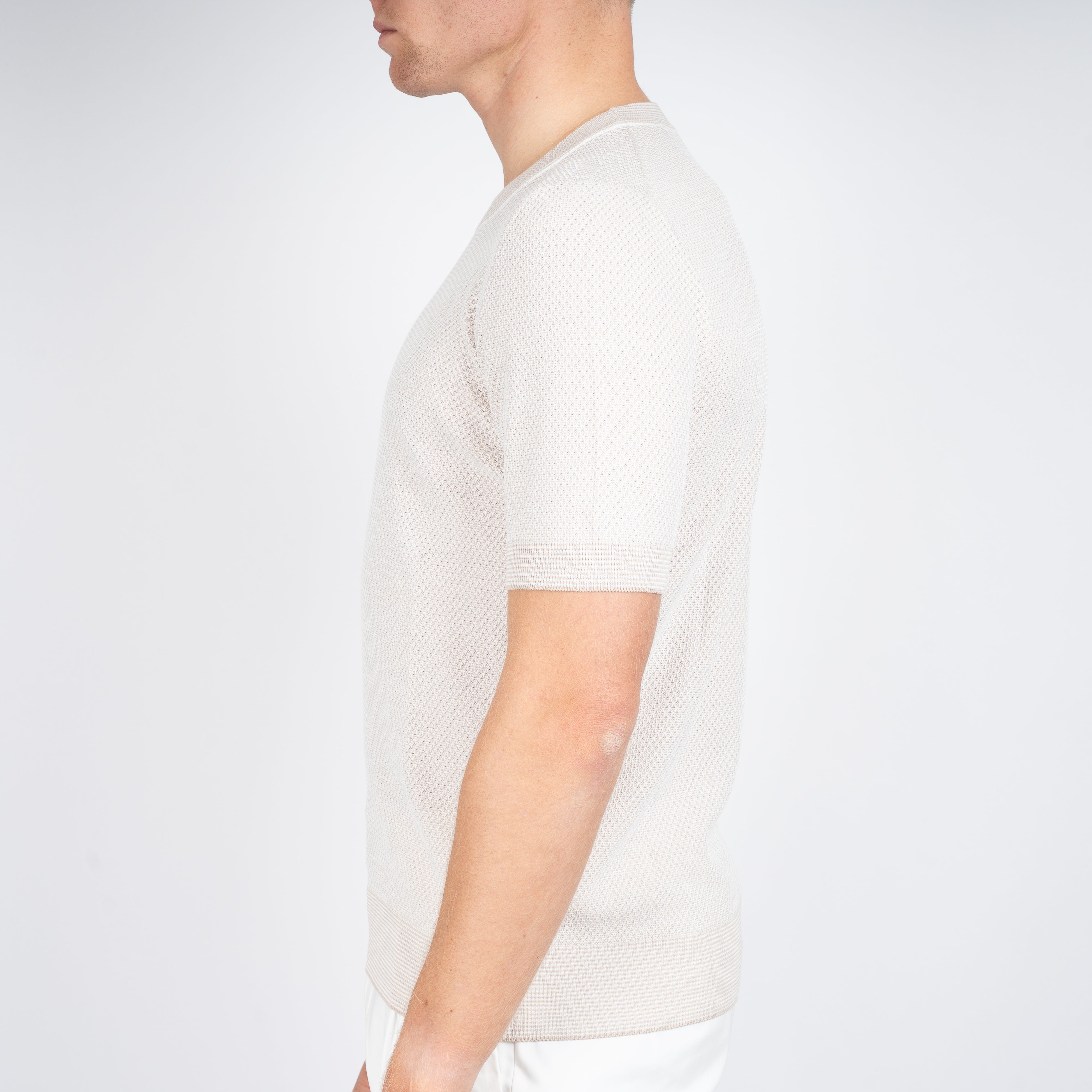 Gran Sasso Gebreid T-Shirt Beige | Fresh Cotton