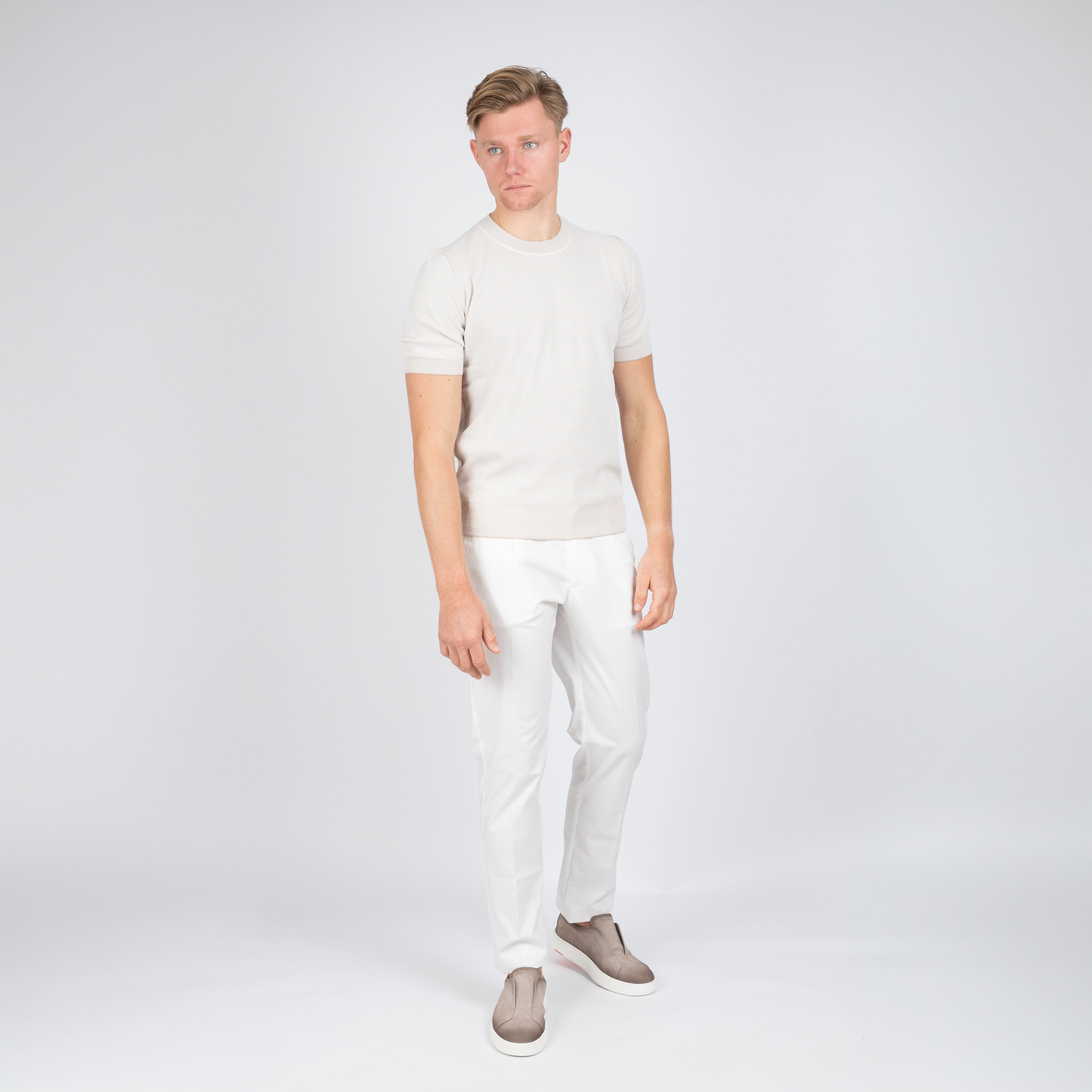 Gran Sasso Gebreid T-Shirt Beige | Fresh Cotton