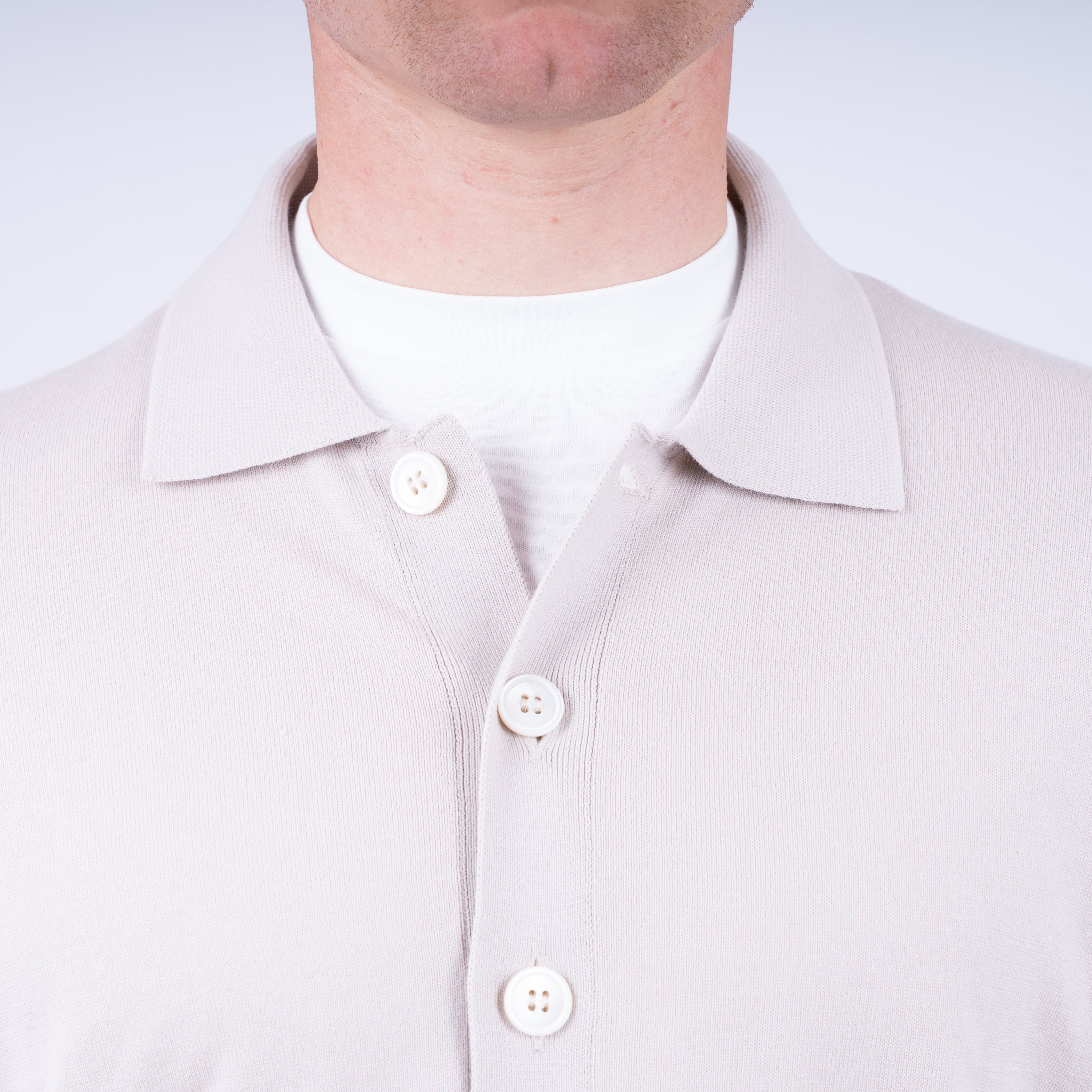 Gran Sasso Gebreid Knoopvest Beige | Organic Cotton