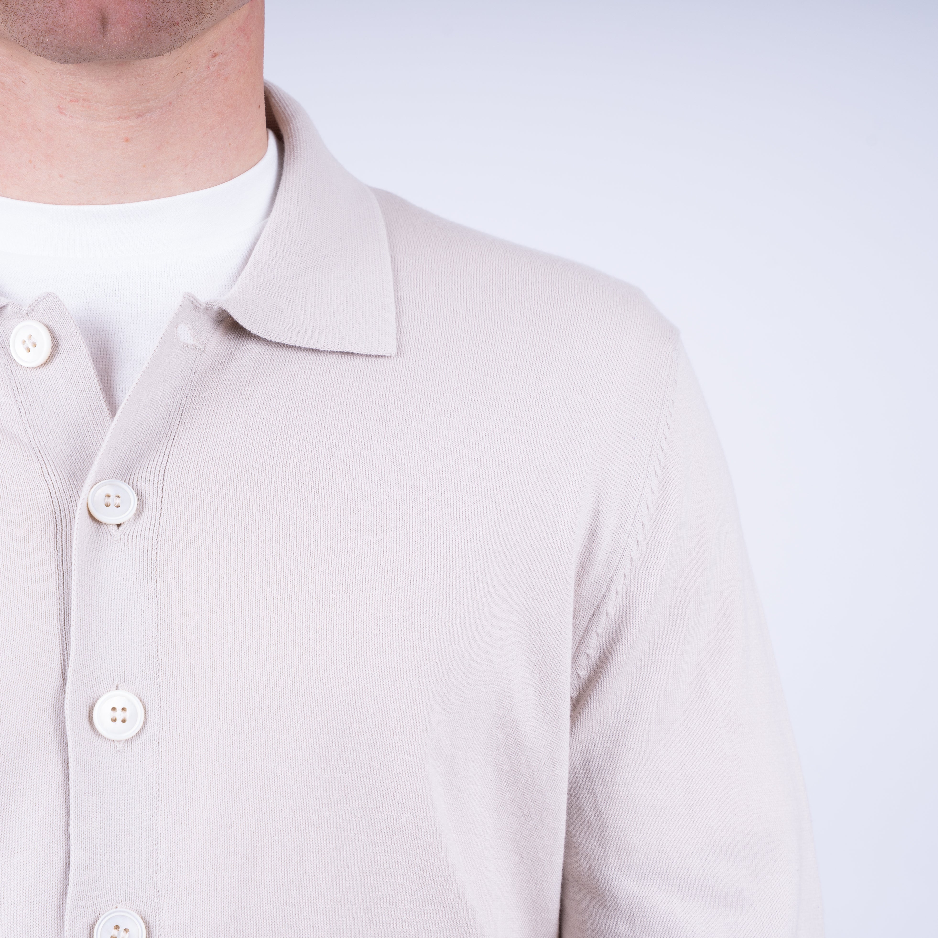 Gran Sasso Gebreid Knoopvest Beige | Organic Cotton