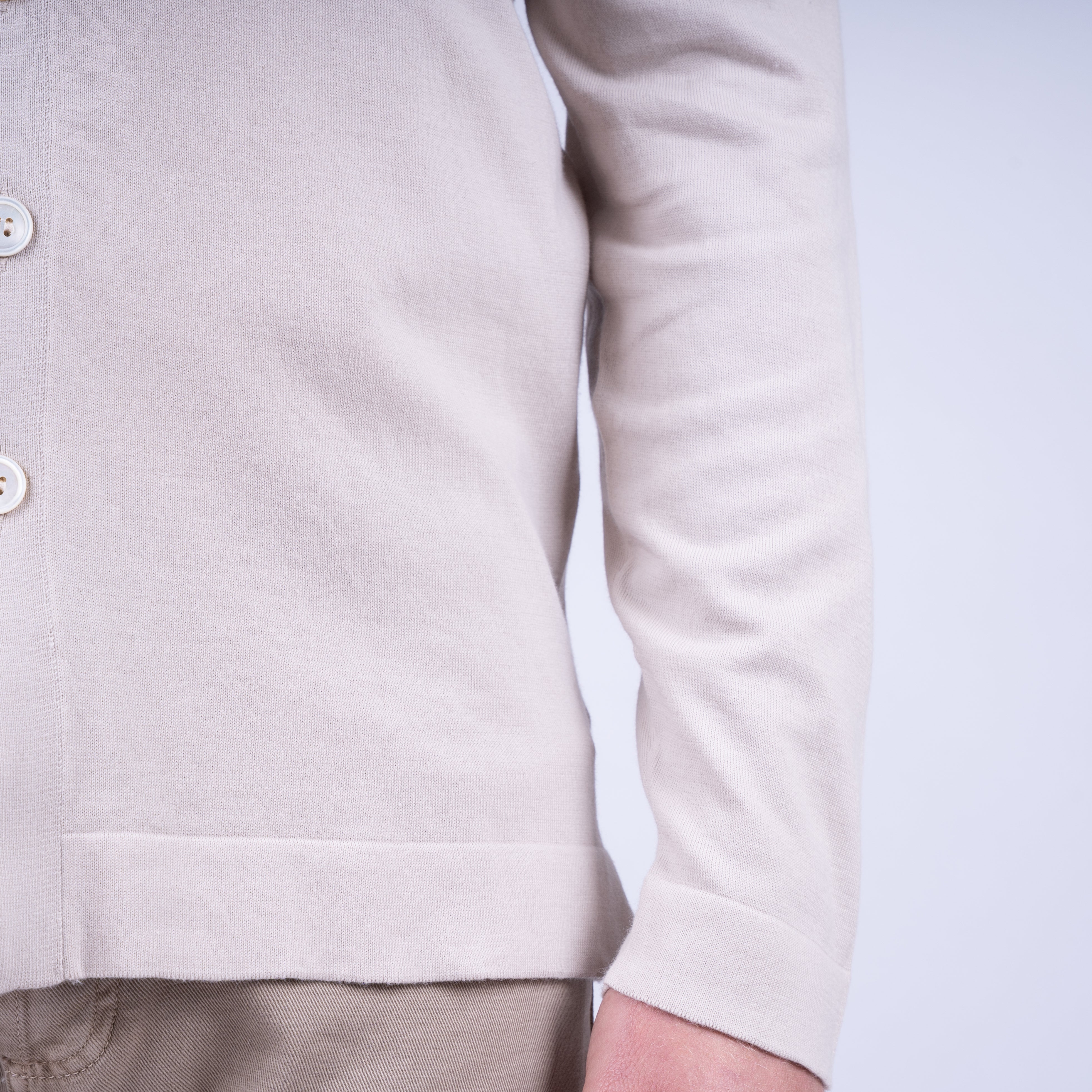 Gran Sasso Gebreid Knoopvest Beige | Organic Cotton