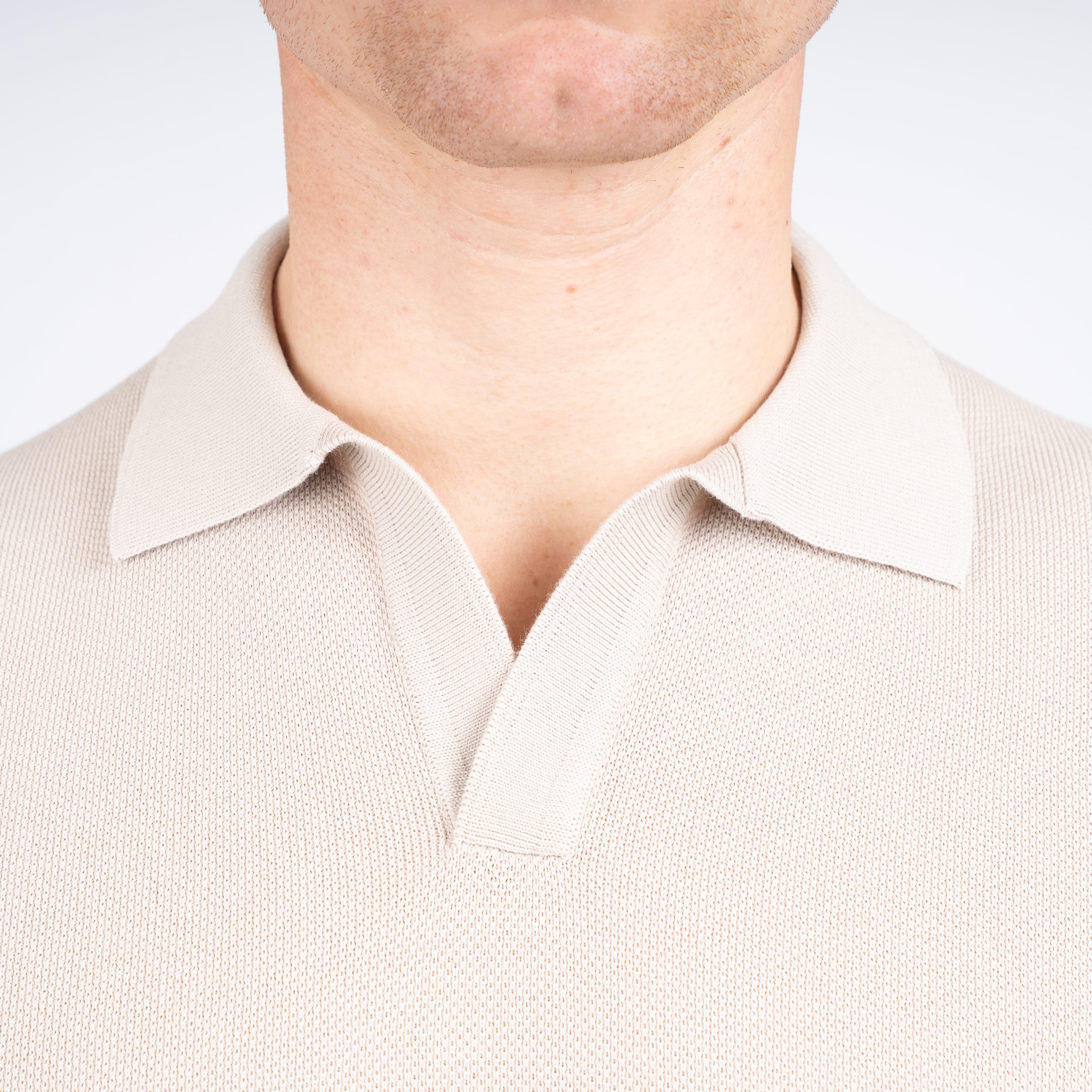 Gran Sasso Polo Buttonless Kraag Beige | Fresh Cotton