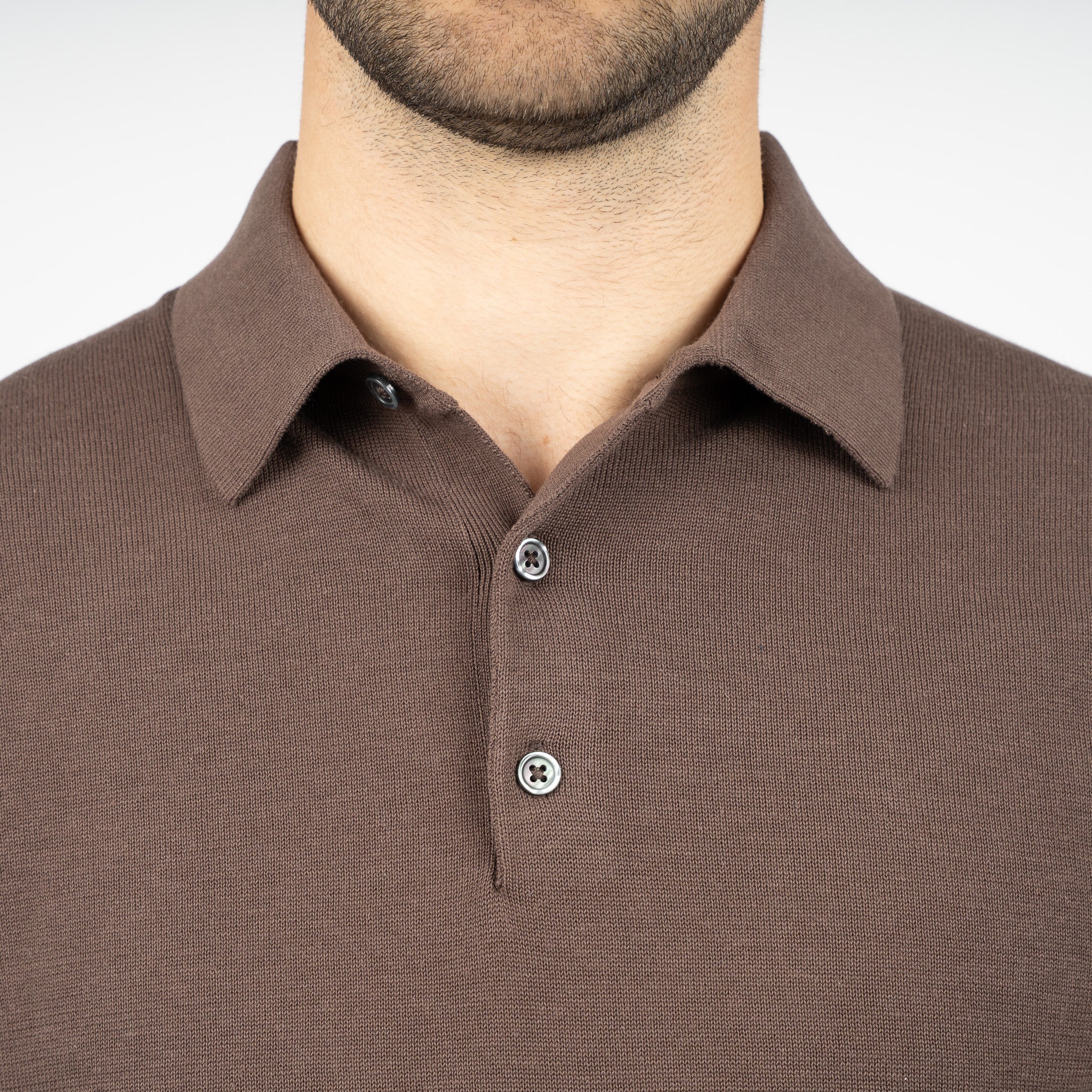 SEVEN DIALS Gebreide Polo Bruin | Fillin