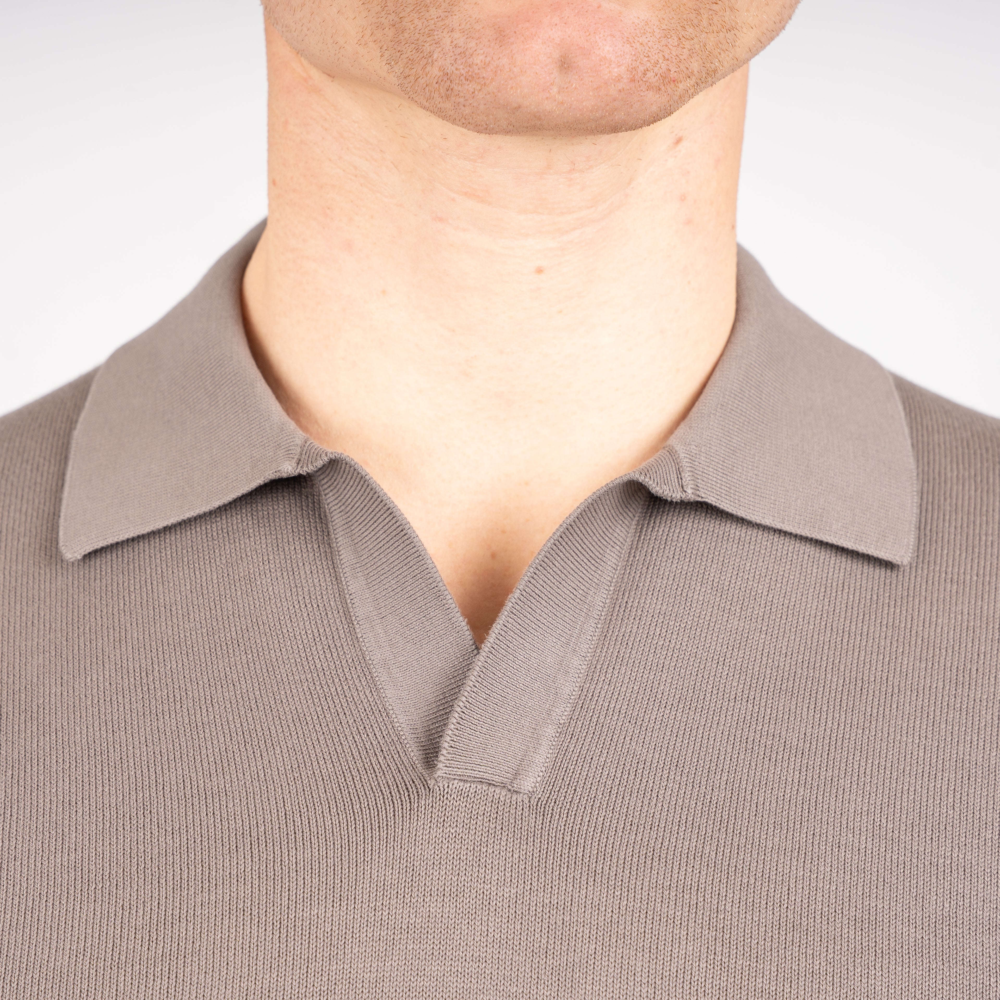 Gran Sasso Buttonless Polo Taupe | Egyptian Cotton