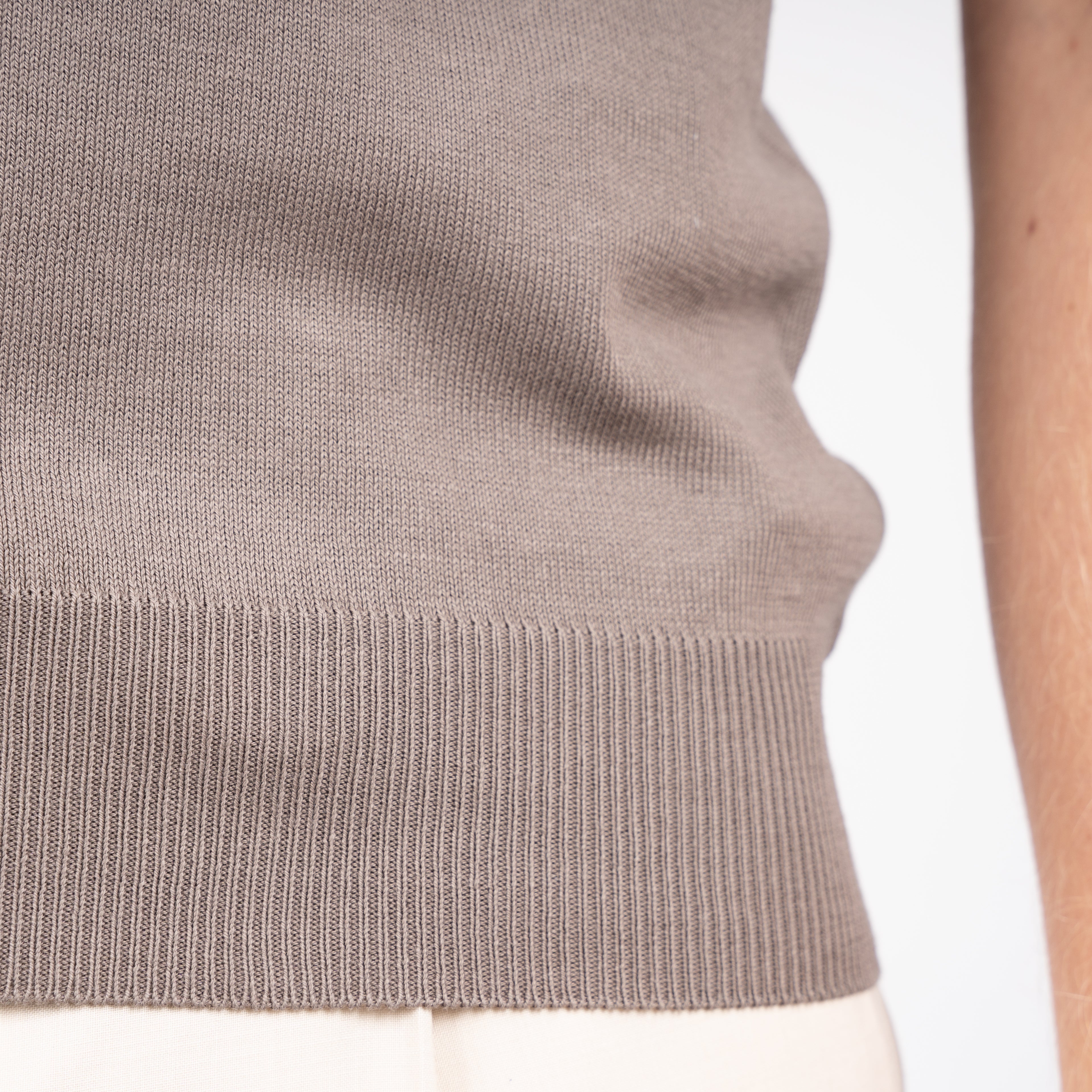 Gran Sasso Buttonless Polo Taupe | Egyptian Cotton