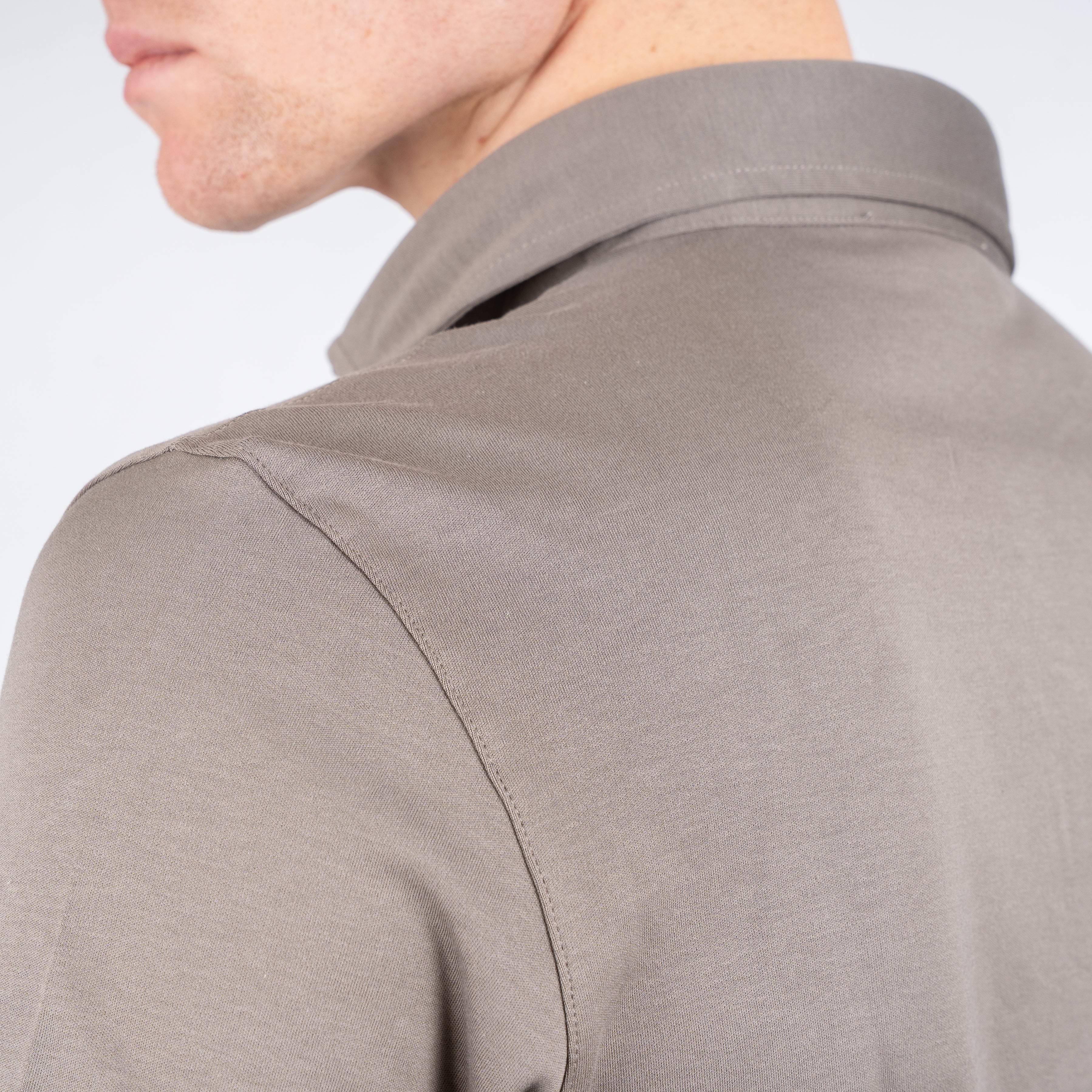 Gran Sasso Polo Taupe | Mercerized Cotton