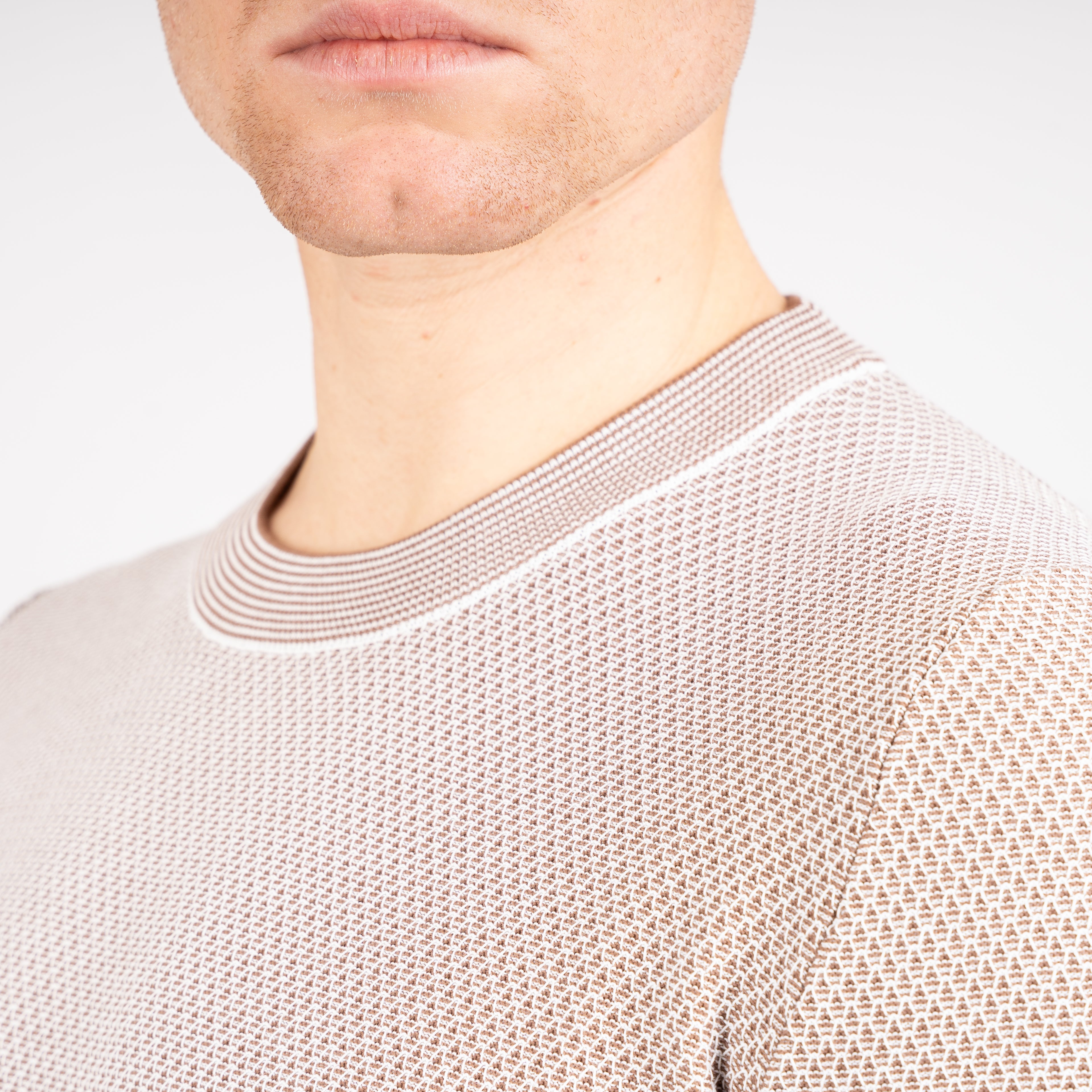 Gran Sasso Gebreid T-Shirt Taupe | Fresh Cotton