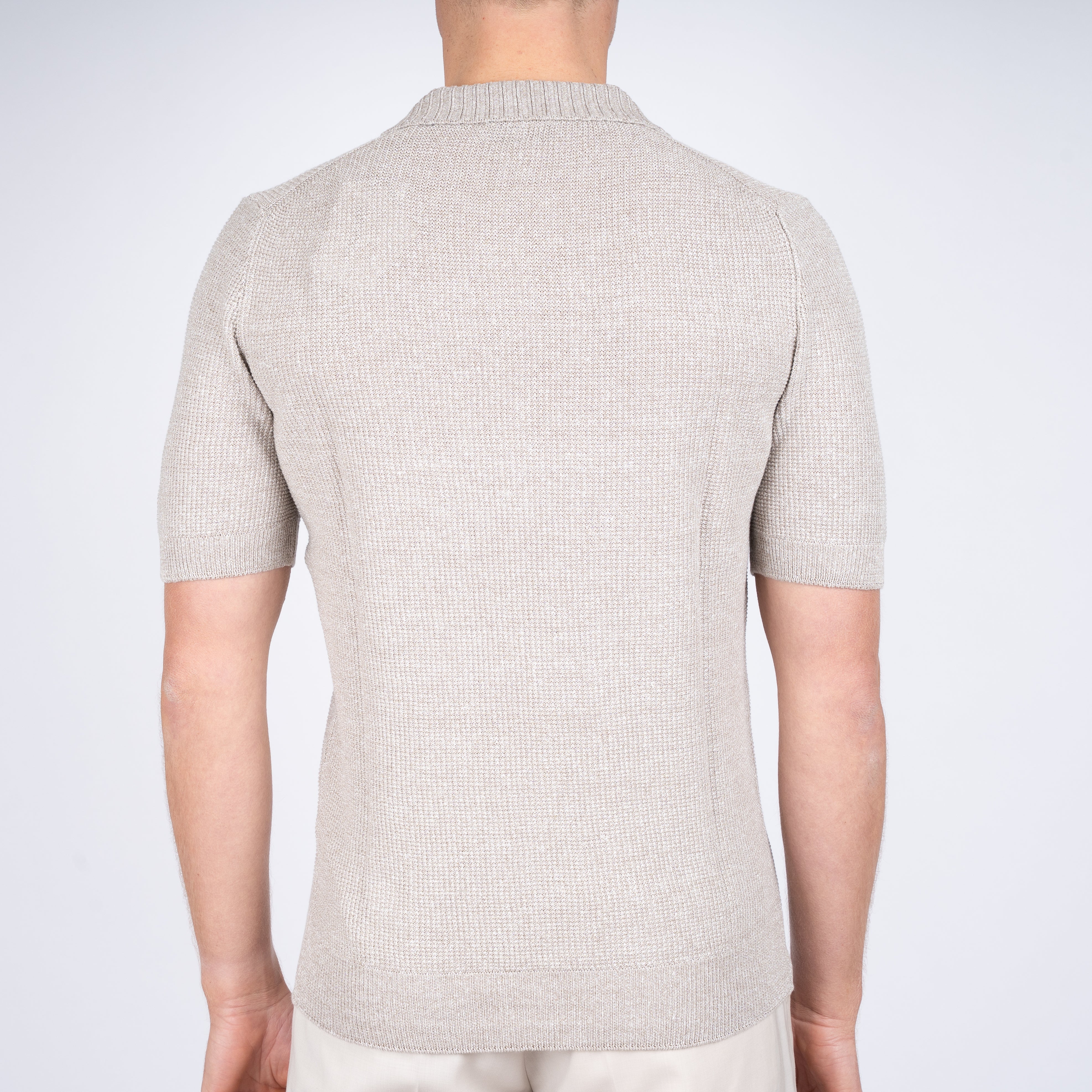 Gran Sasso Polo Buttonless Kraag Beige | Linnen & Cotton