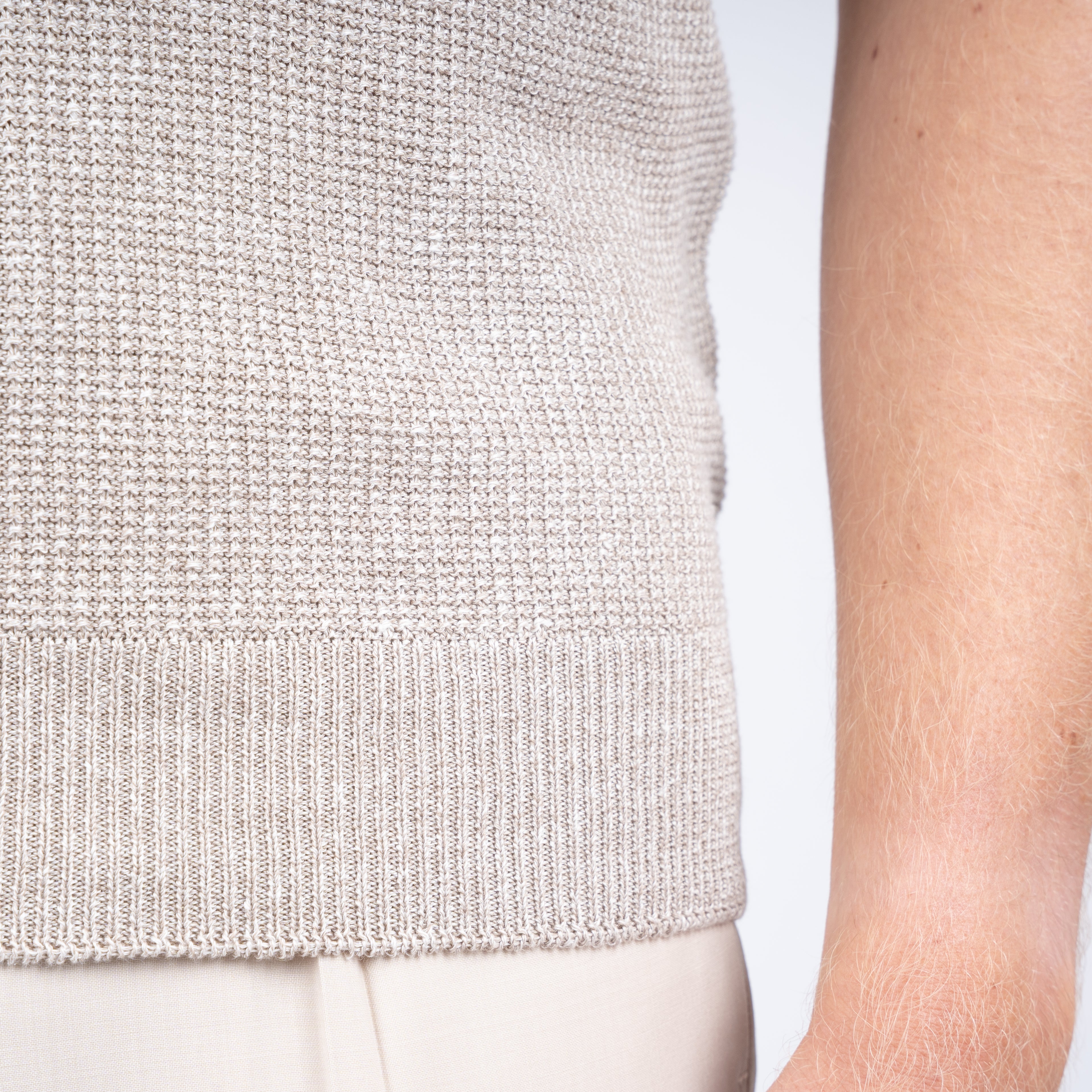 Gran Sasso Polo Buttonless Kraag Beige | Linnen & Cotton