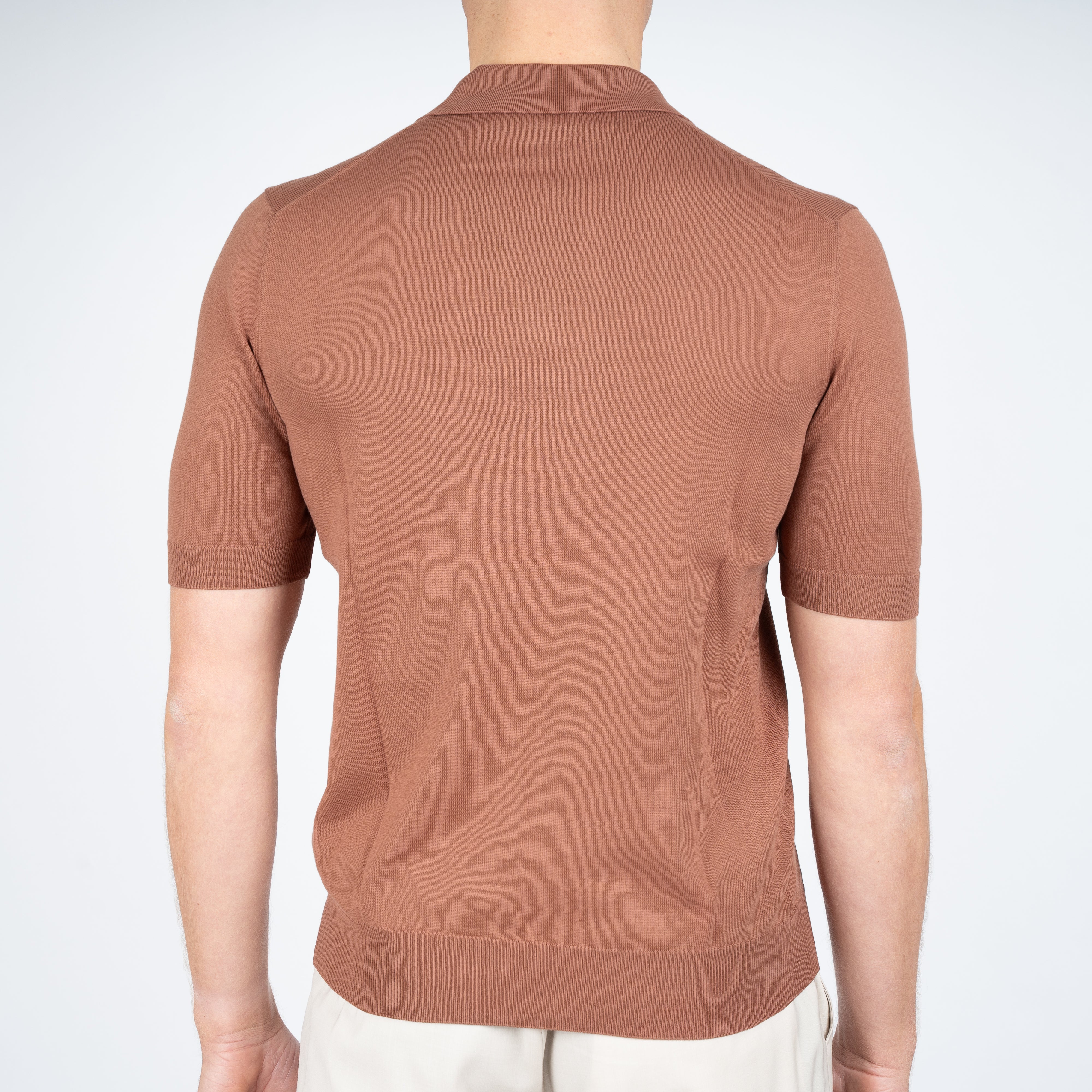 Gran Sasso Buttonless Polo Roestbruin | Egyptian Cotton