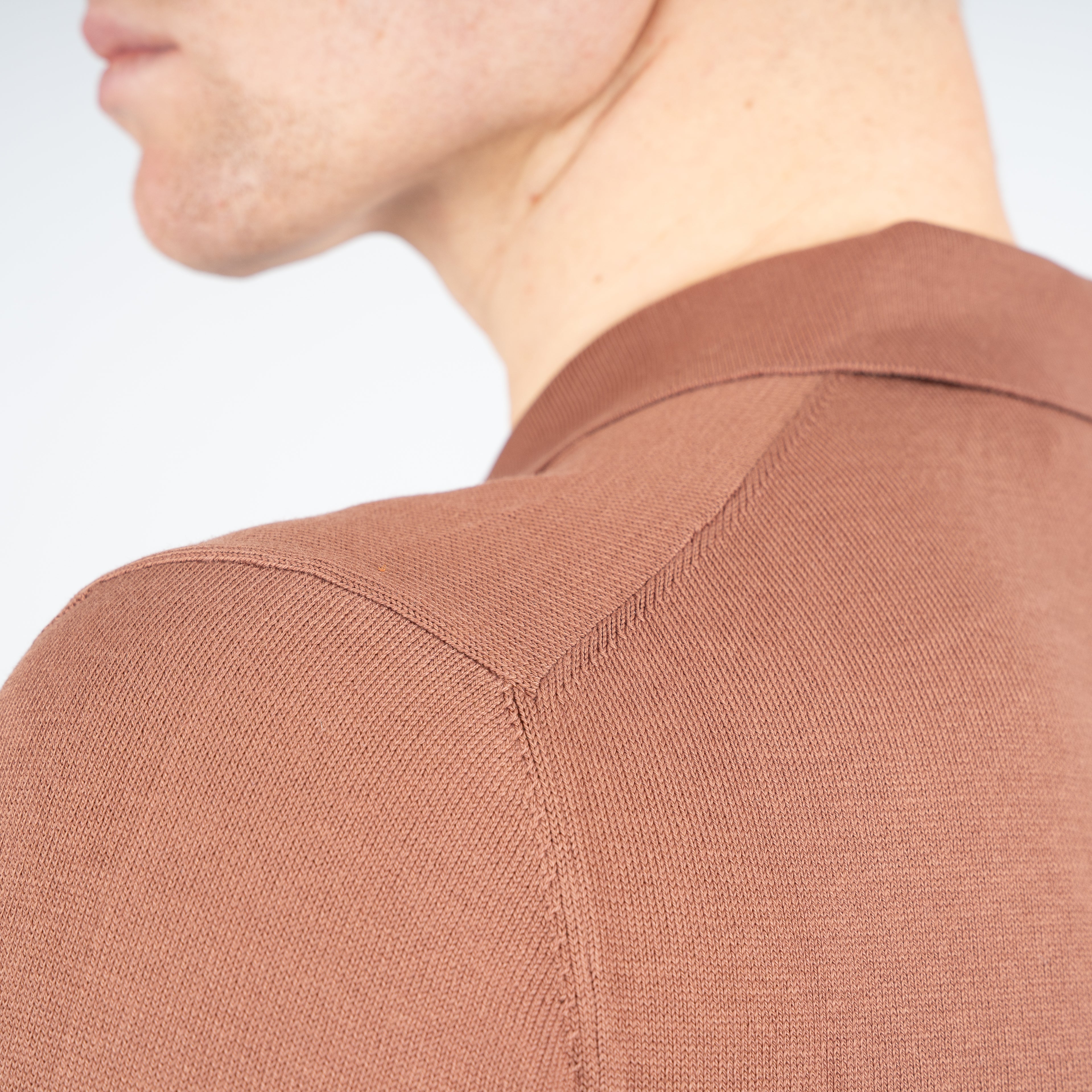 Gran Sasso Buttonless Polo Roestbruin | Egyptian Cotton