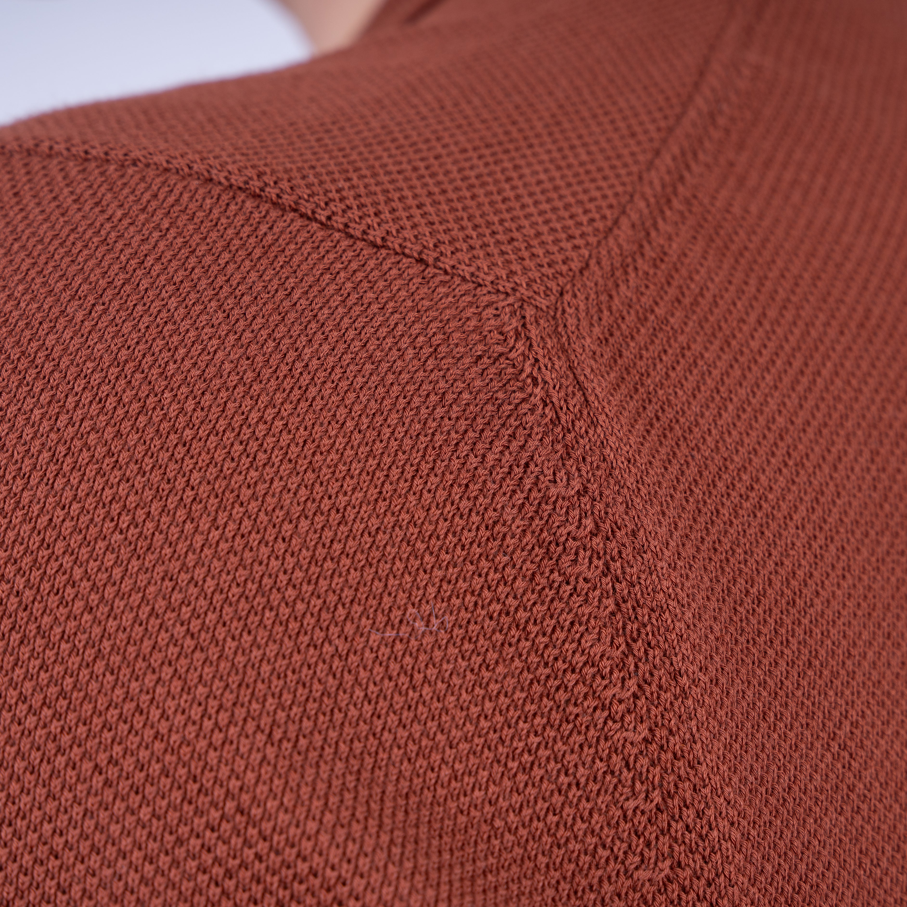 Gran Sasso Polo Buttonless Kraag Roestbruin | Fresh Cotton