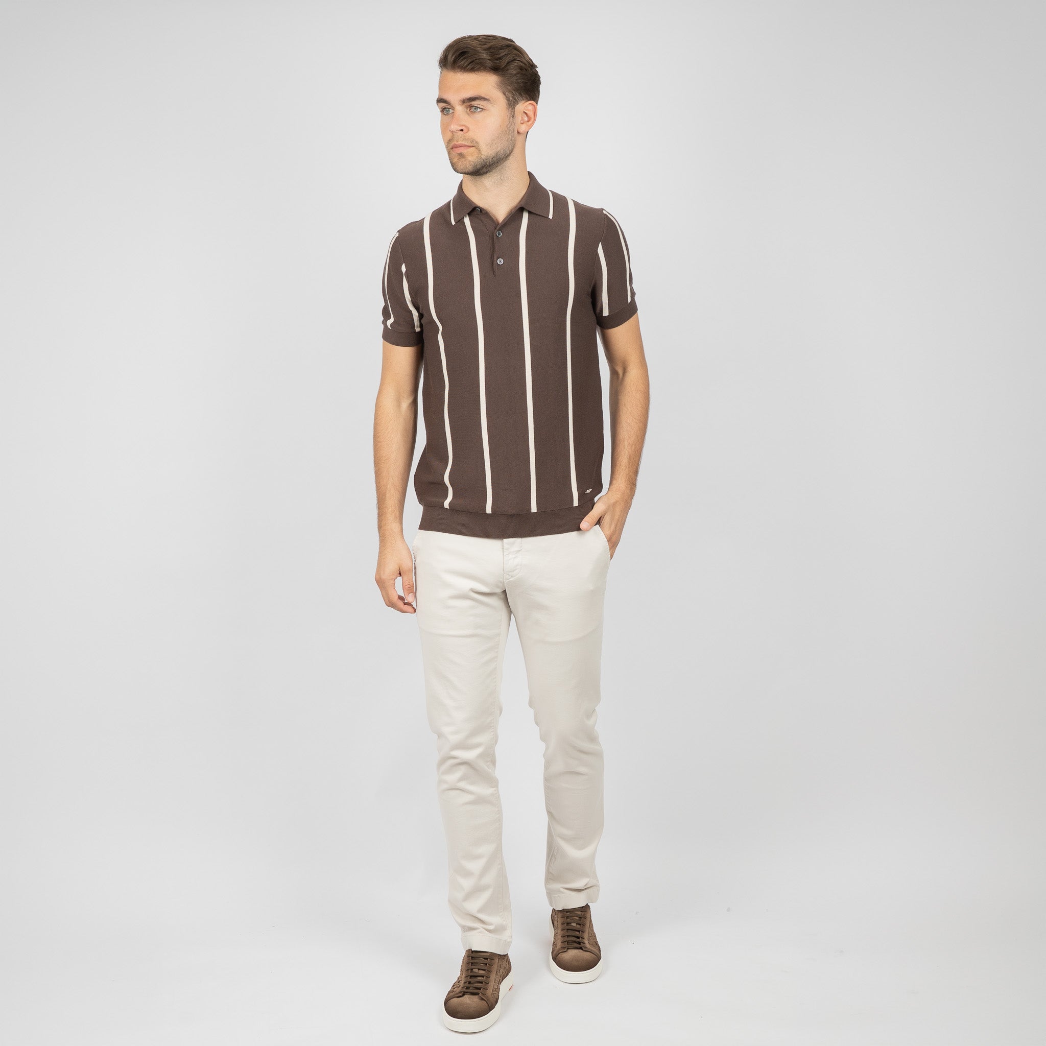 SEVEN DIALS Gebreide Polo Bruin | Rayan
