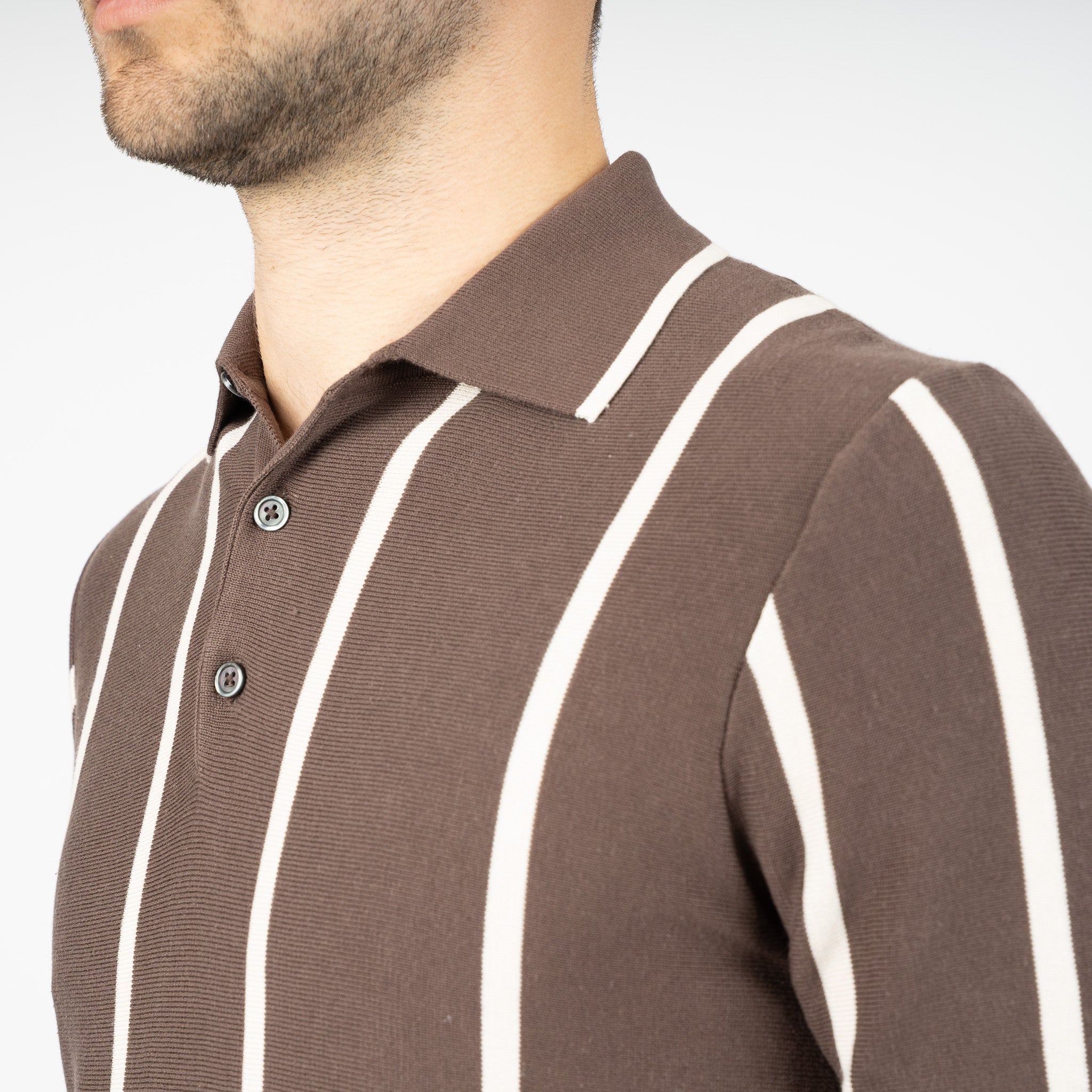SEVEN DIALS Gebreide Polo Bruin | Rayan