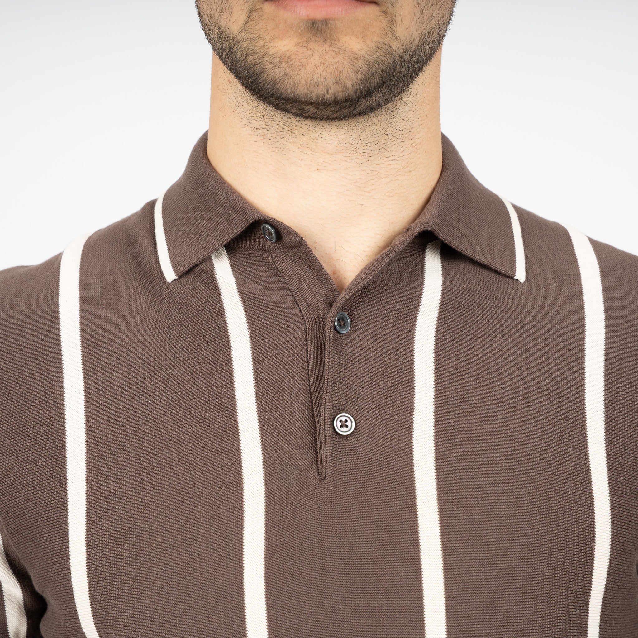 SEVEN DIALS Gebreide Polo Bruin | Rayan