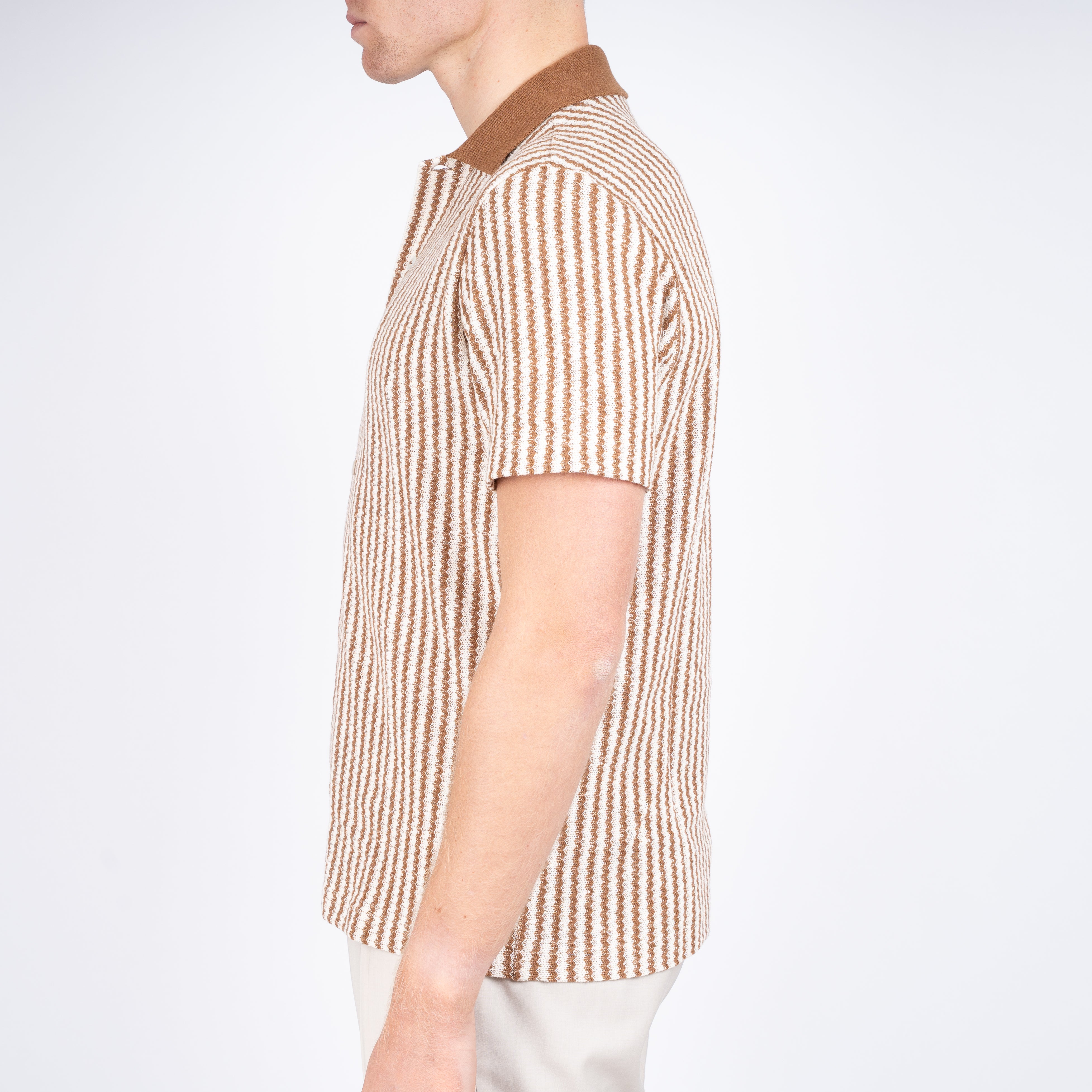 Gran Sasso Doorknoop Polo Roestbruin Gestreept | Caperdoni