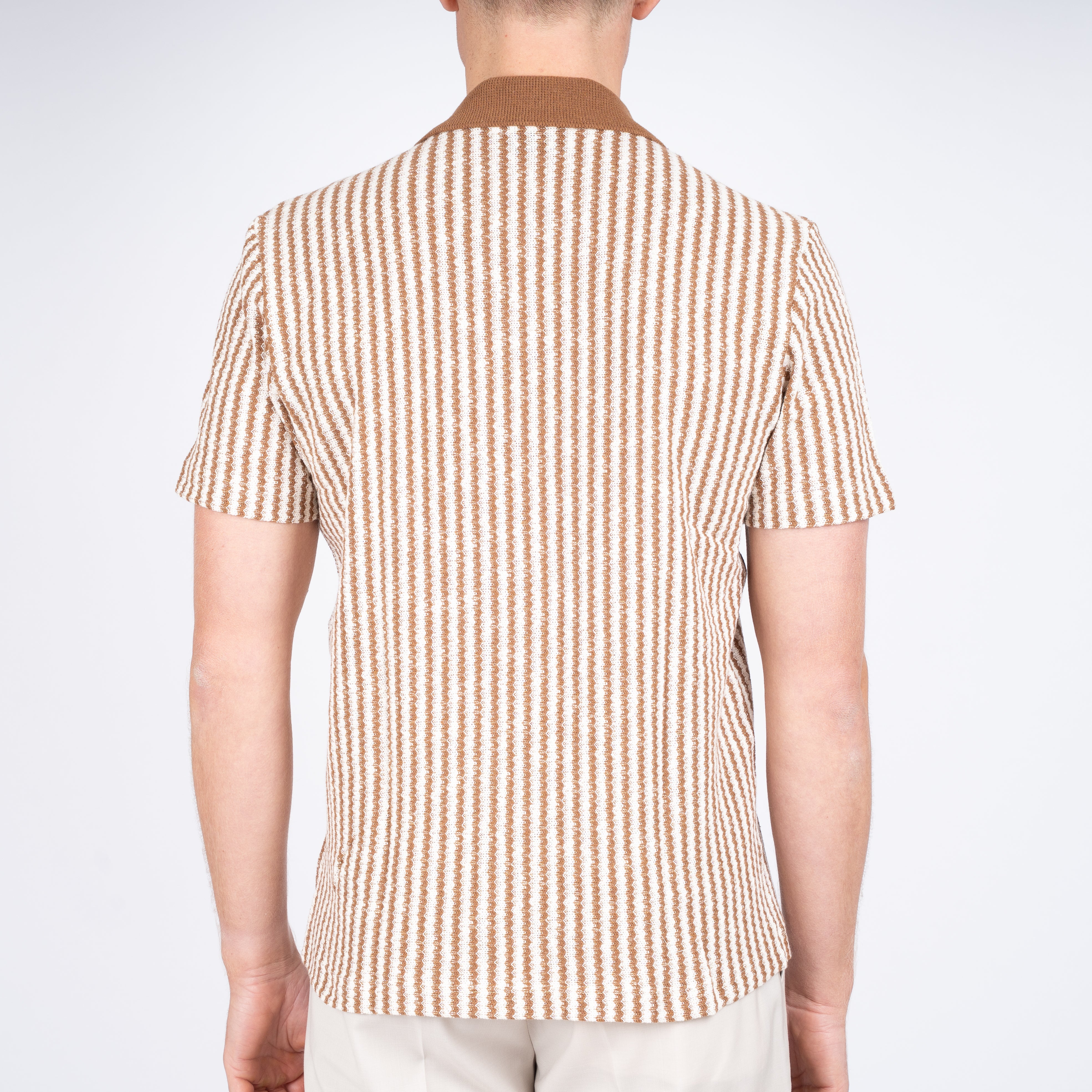 Gran Sasso Doorknoop Polo Roestbruin Gestreept | Caperdoni