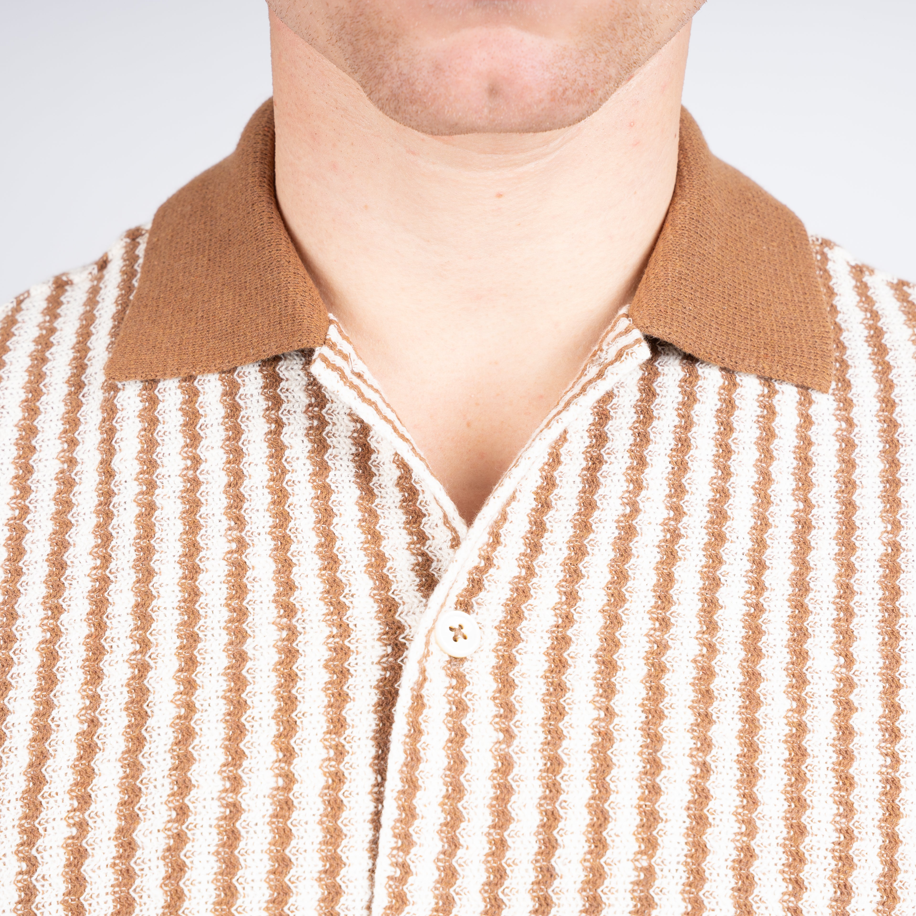 Gran Sasso Doorknoop Polo Roestbruin Gestreept | Caperdoni