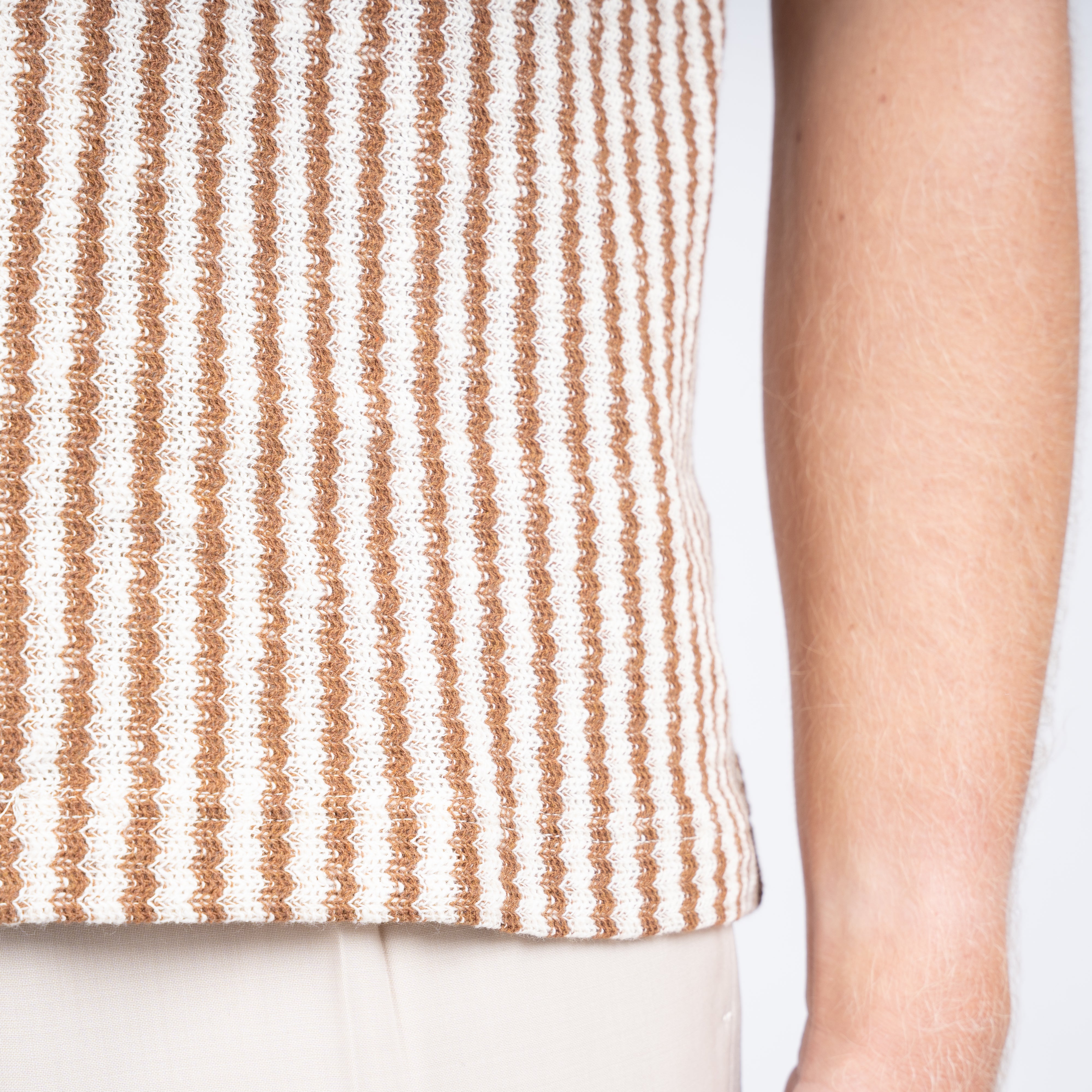 Gran Sasso Doorknoop Polo Roestbruin Gestreept | Caperdoni