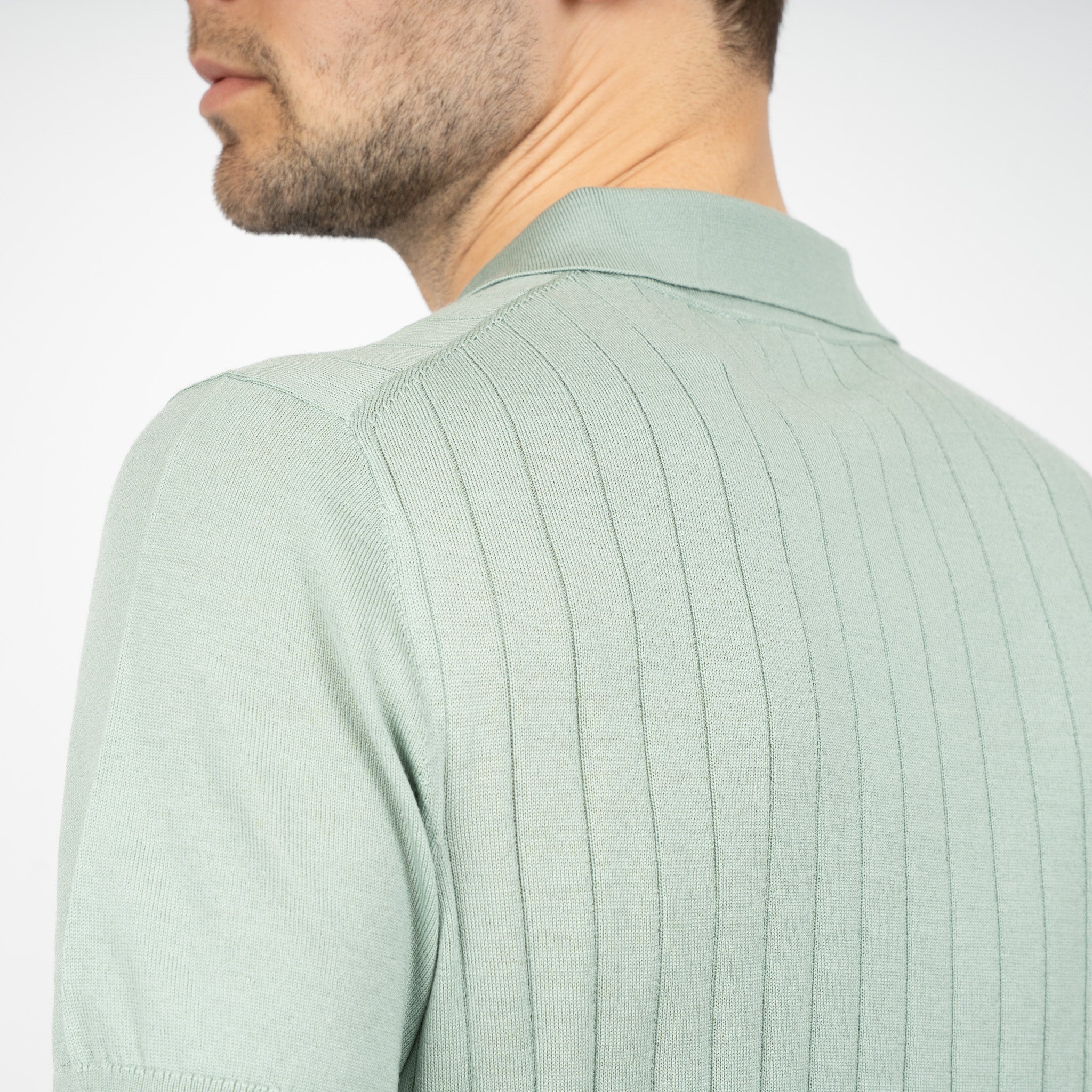 SEVEN DIALS Gebreide Polo met Rits Lichtgroen | Brentt