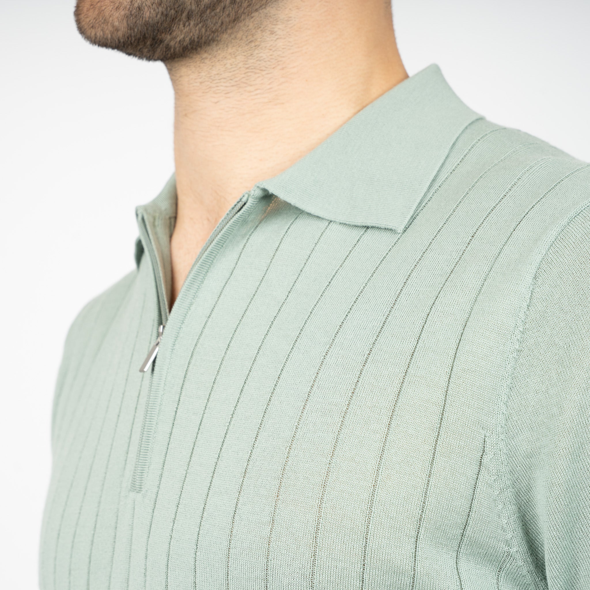 SEVEN DIALS Gebreide Polo met Rits Lichtgroen | Brentt