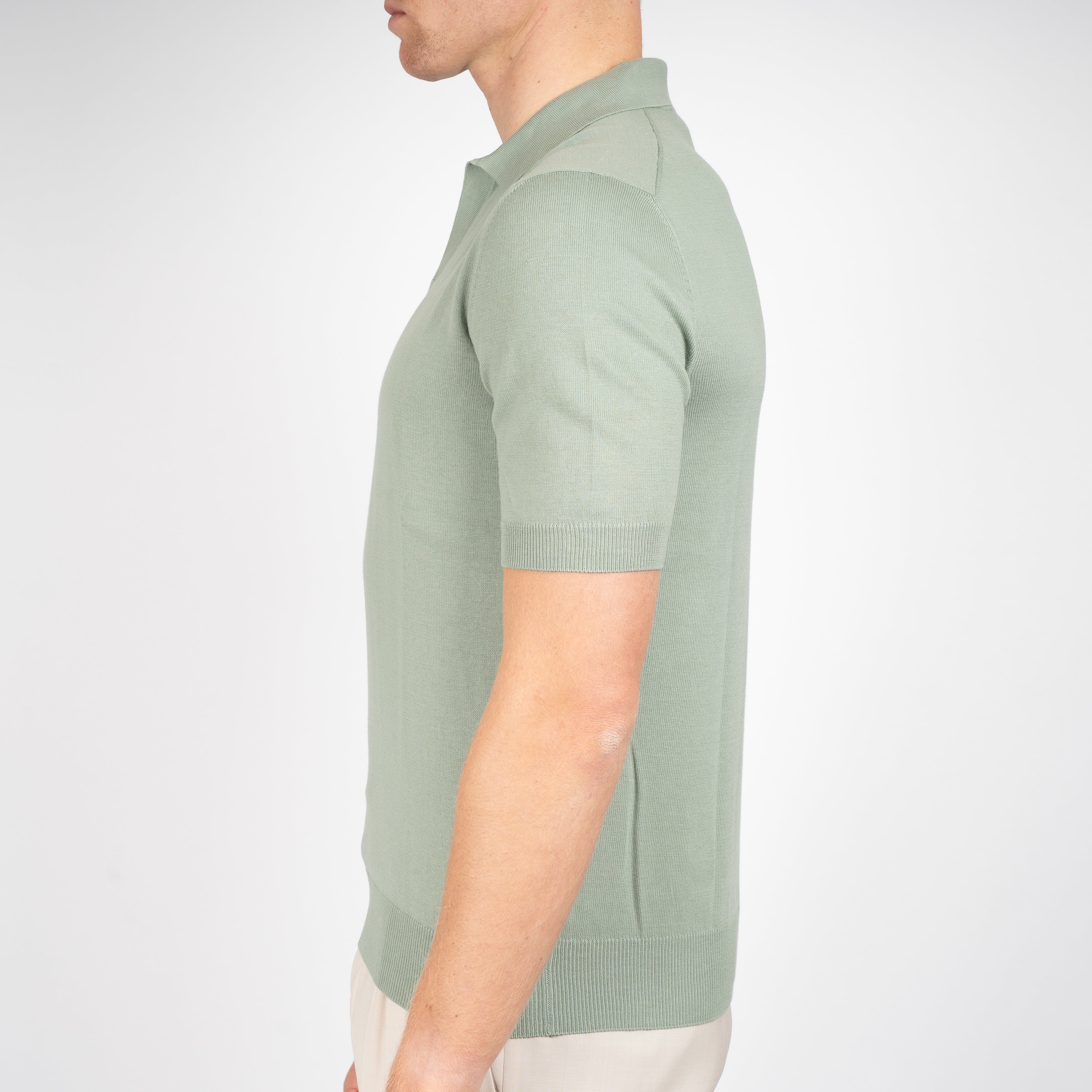 Gran Sasso Buttonless Polo Lichtgroen | Egyptian Cotton