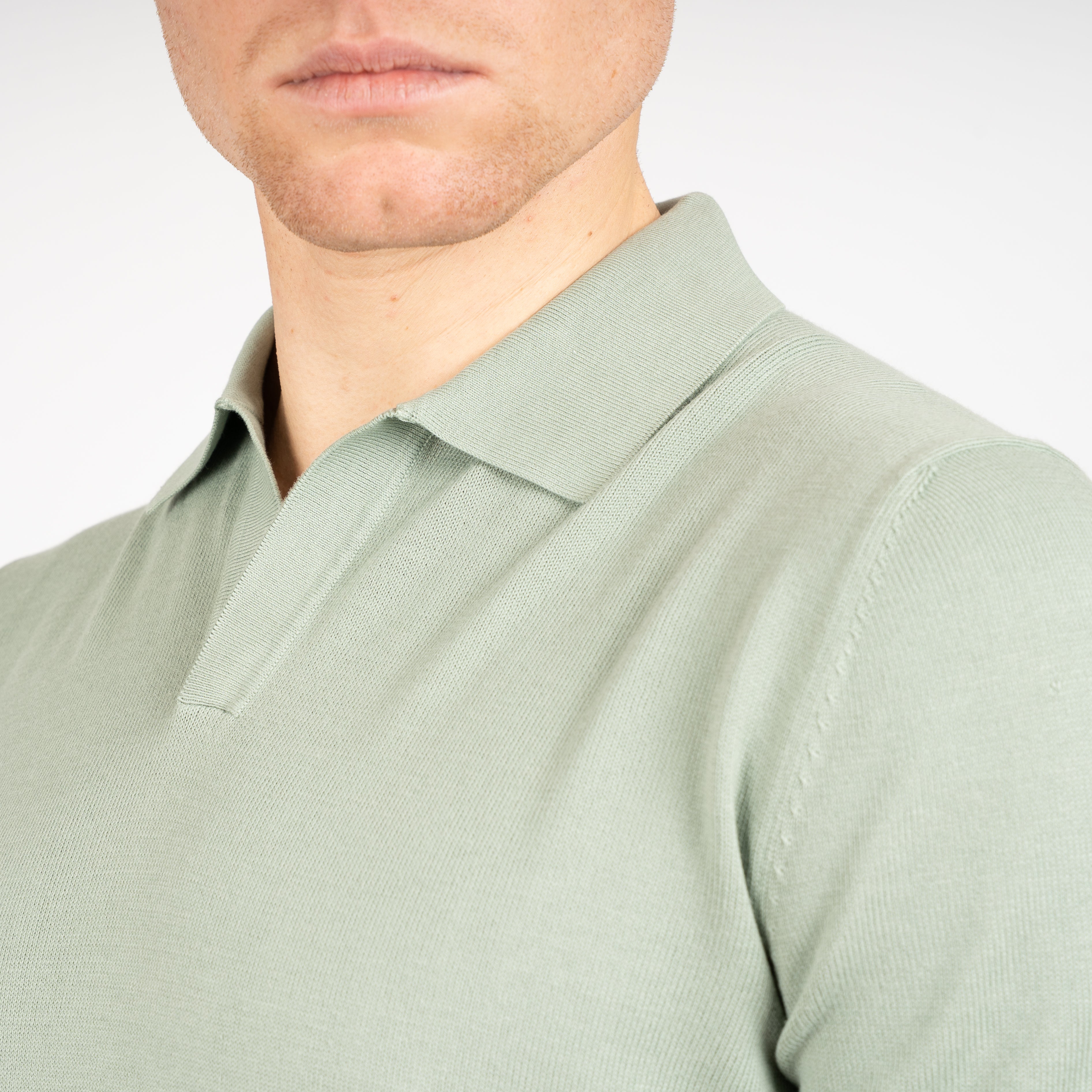 Gran Sasso Buttonless Polo Lichtgroen | Egyptian Cotton