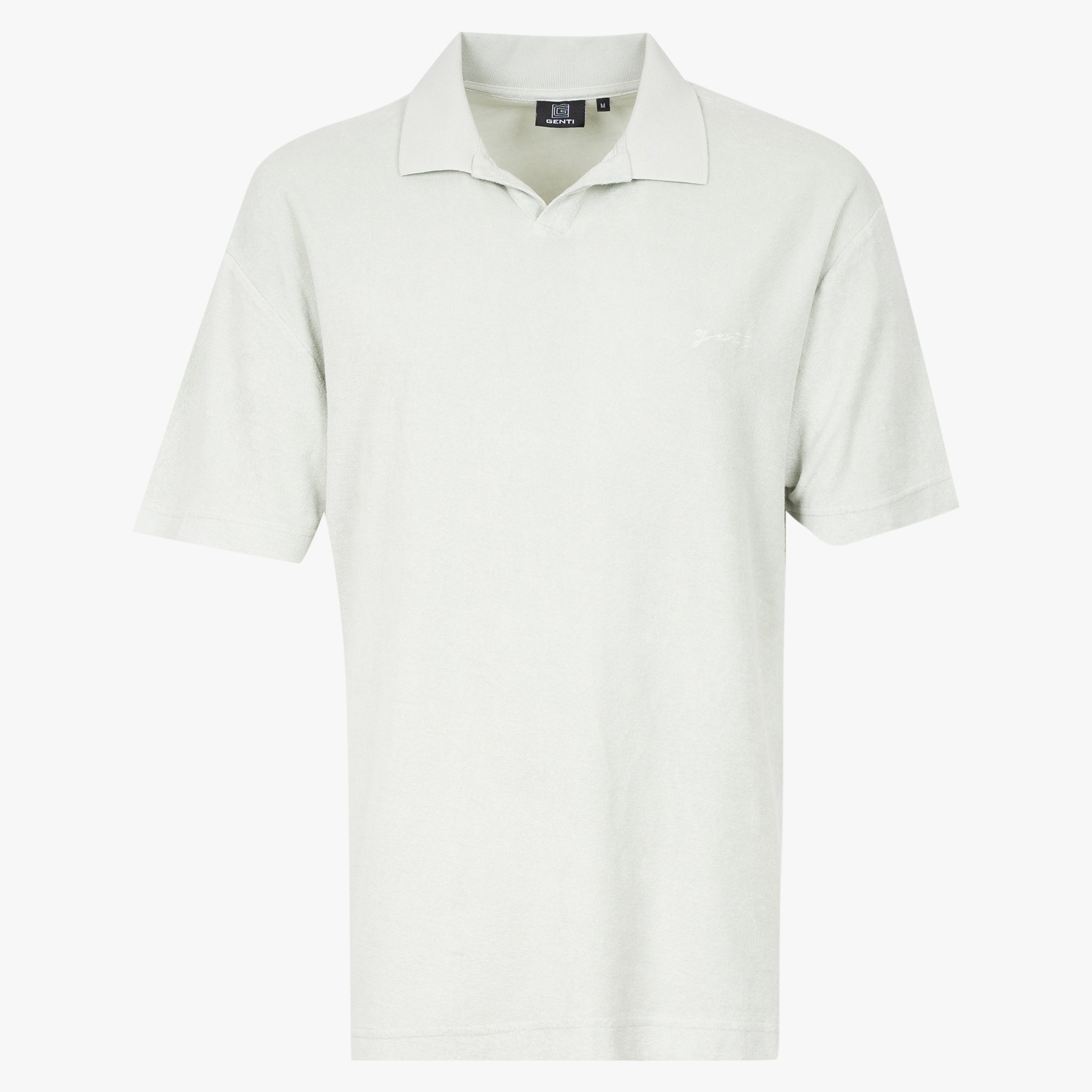 Genti Buttonless Polo Lichtgroen | Badstof