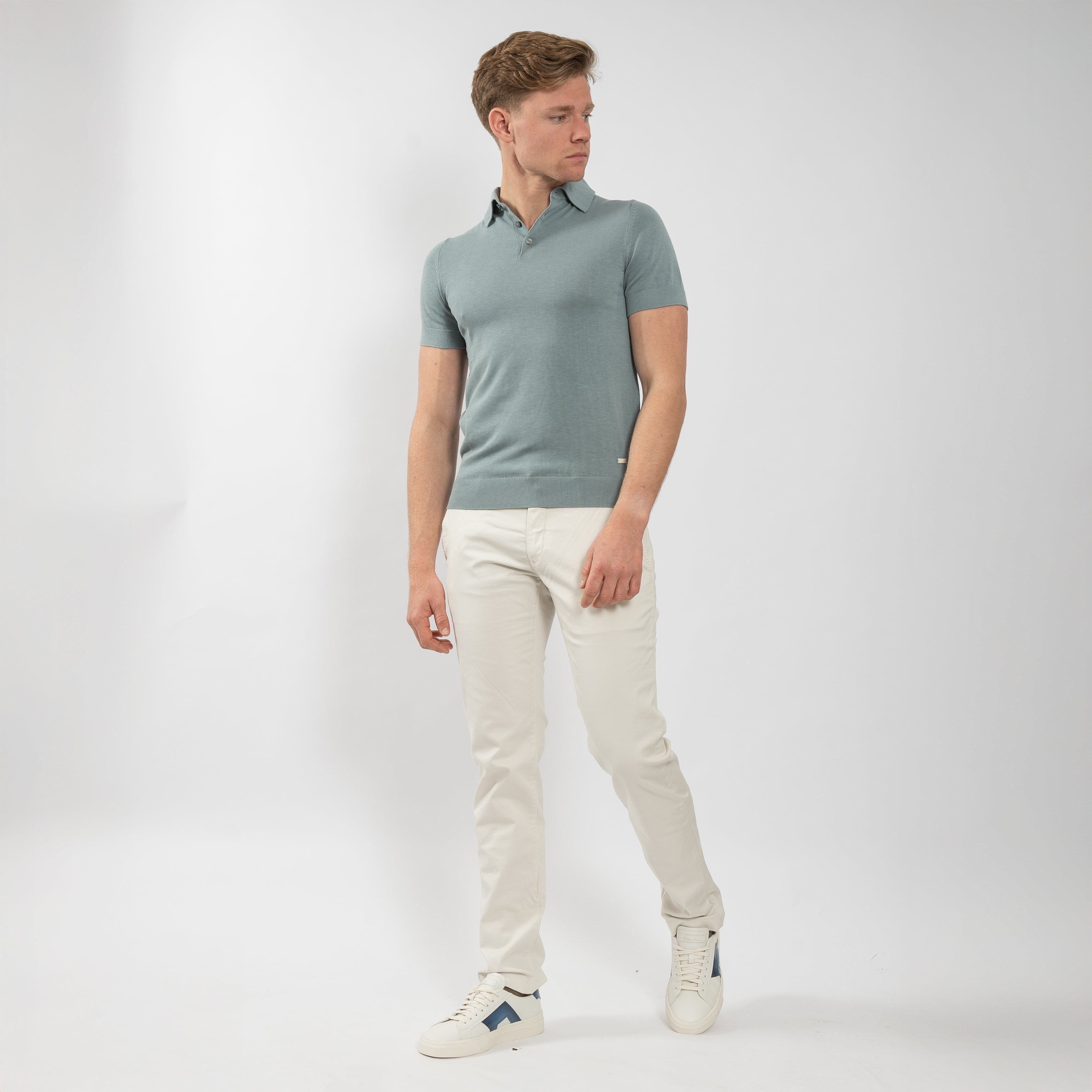 SEVEN DIALS Gebreide Polo Staalblauw | Fillin