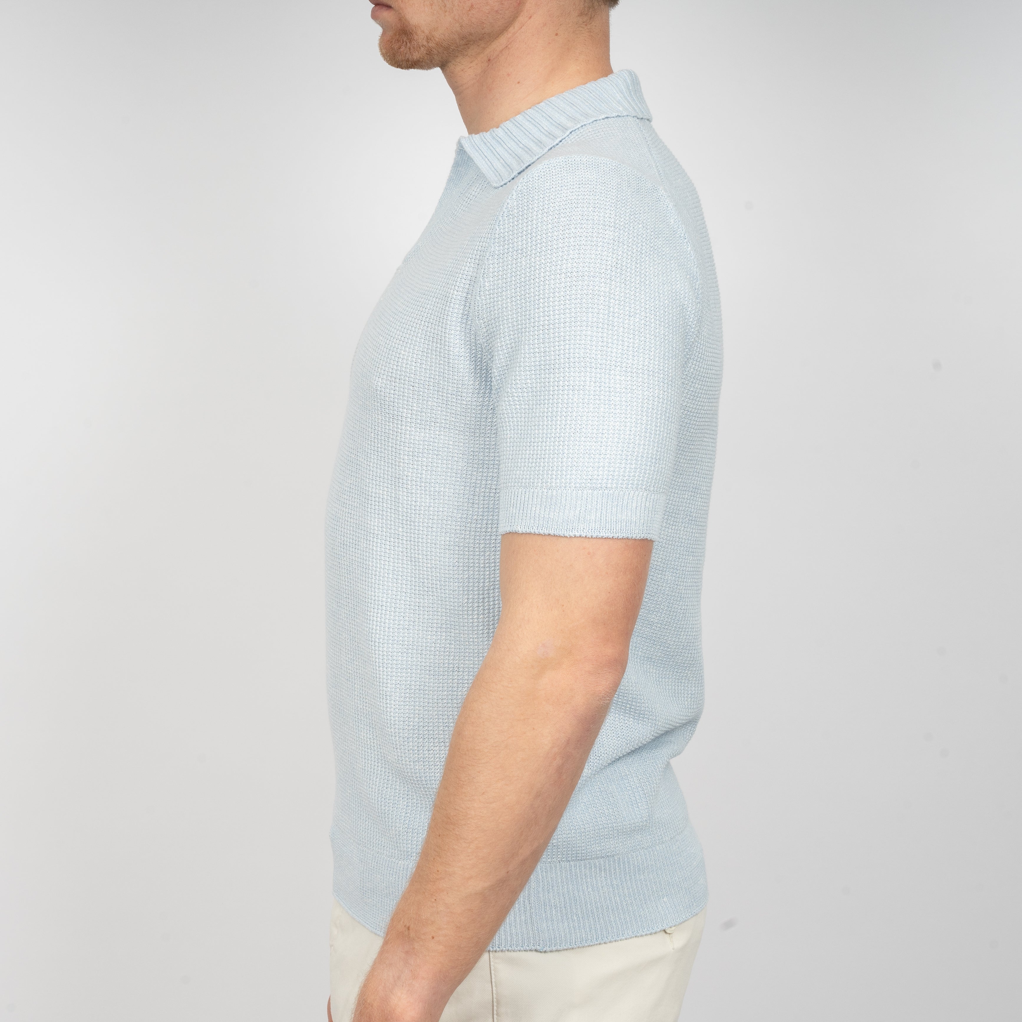 Gran Sasso Polo Lichtblauw | Rice Stitch Skipper Polo