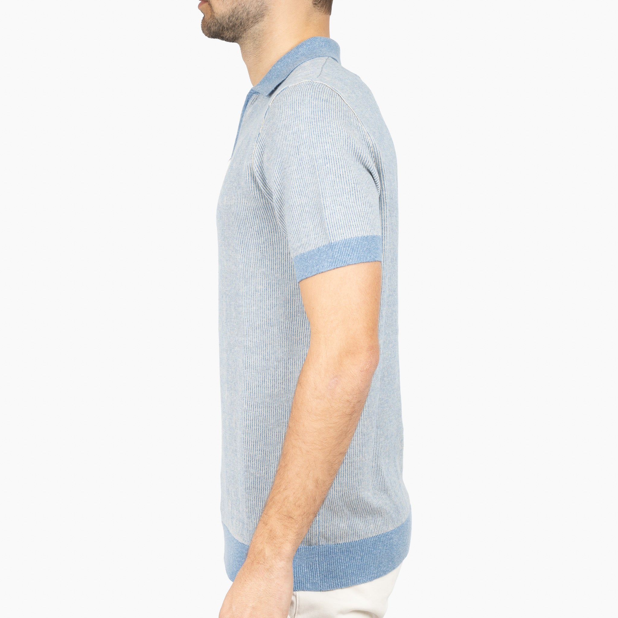 SEVEN DIALS Gebreide Polo met Rits Lichtblauw | Desmond