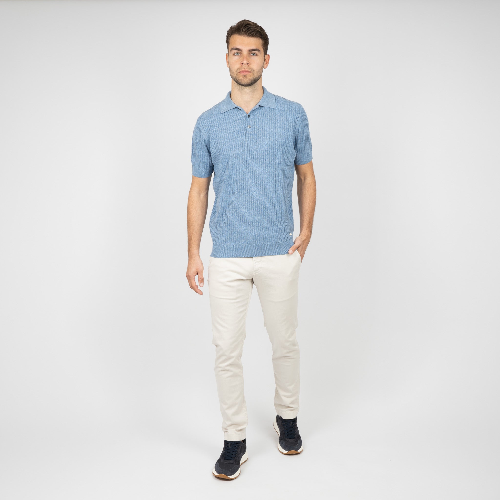 SEVEN DIALS Gebreide Polo Lichtblauw | Rio