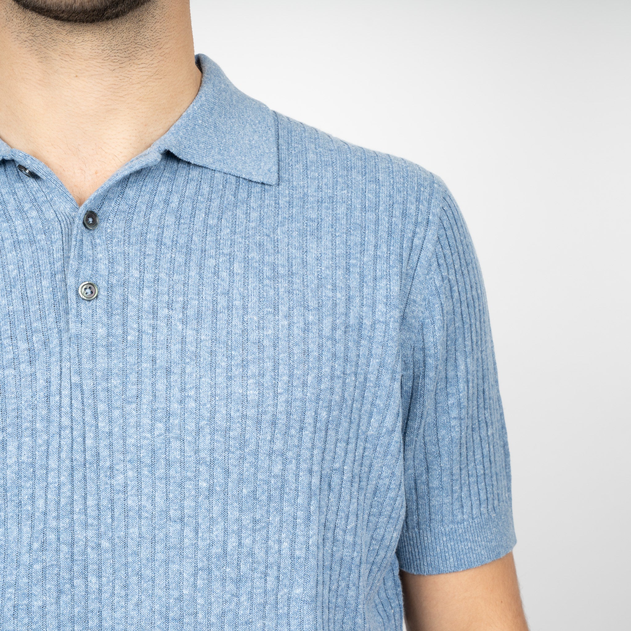SEVEN DIALS Gebreide Polo Lichtblauw | Rio
